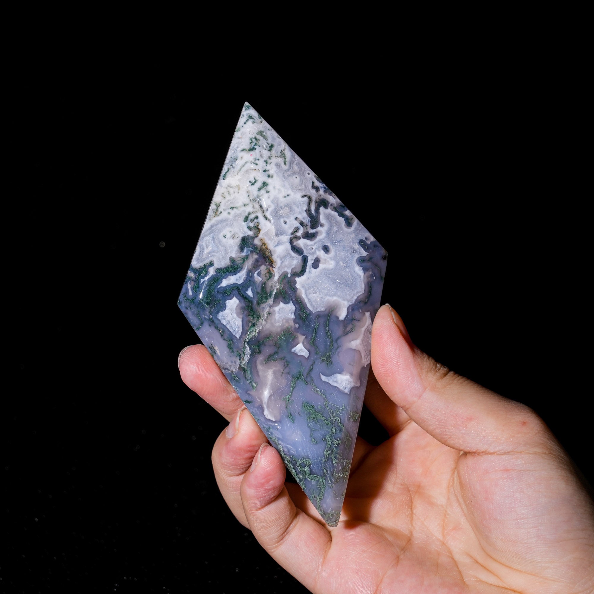 Moss Agate Diamond Ornament - helmsman - crystal