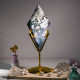 Moss Agate Diamond Ornament - helmsman - crystal