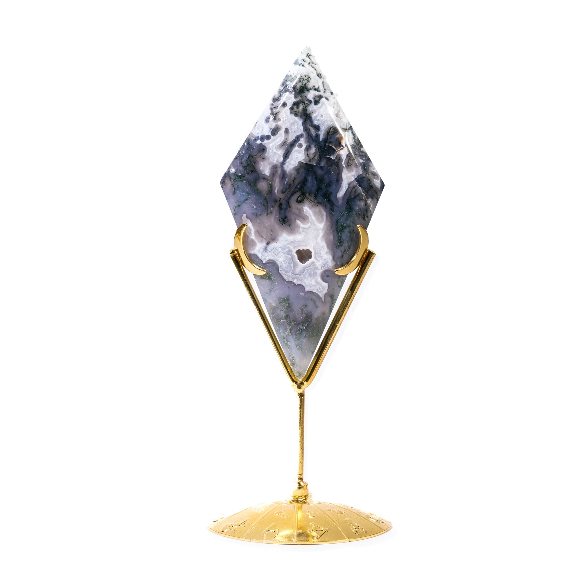 Moss Agate Diamond Ornament - helmsman - crystal
