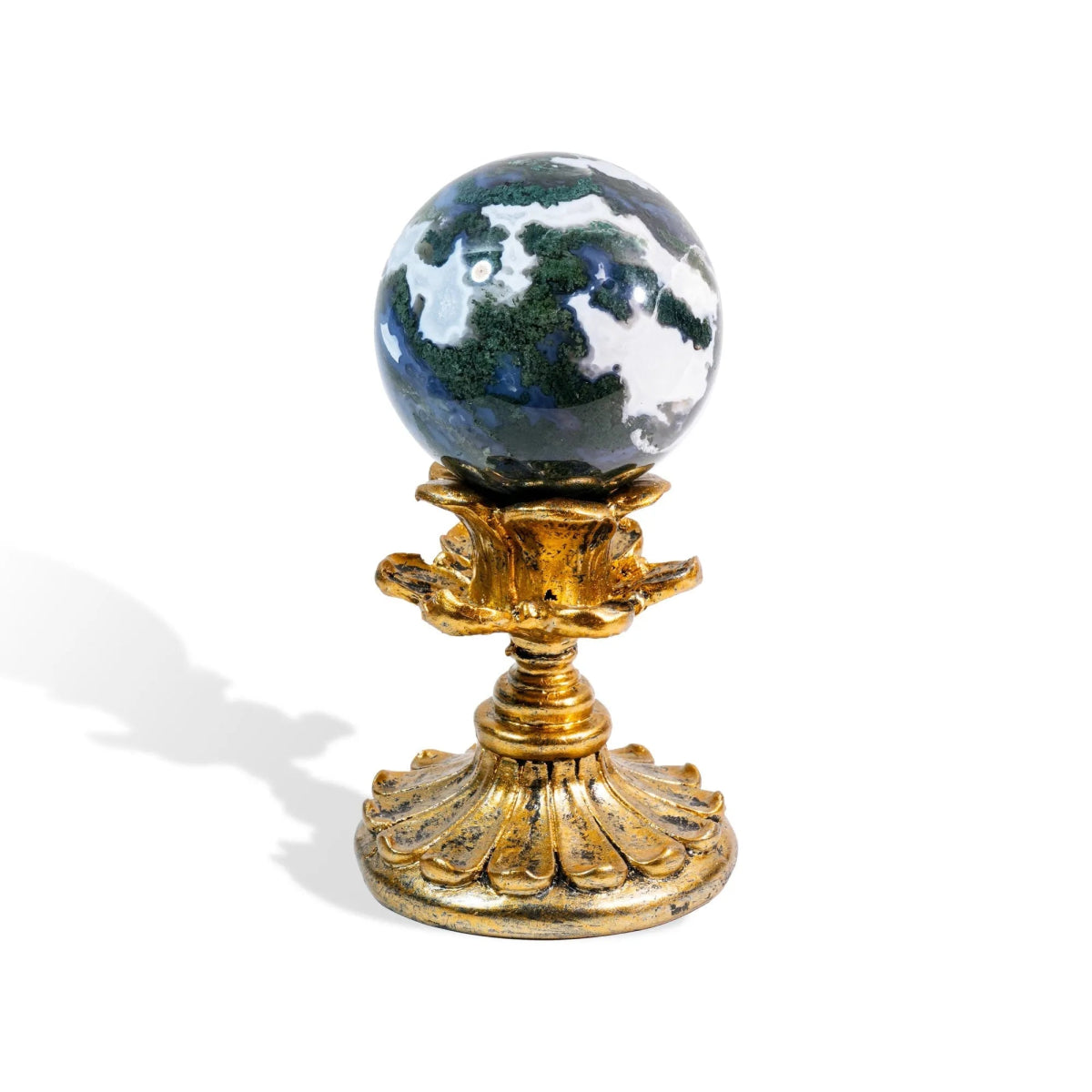 Moss Agate Sphere - helmsman - crystal
