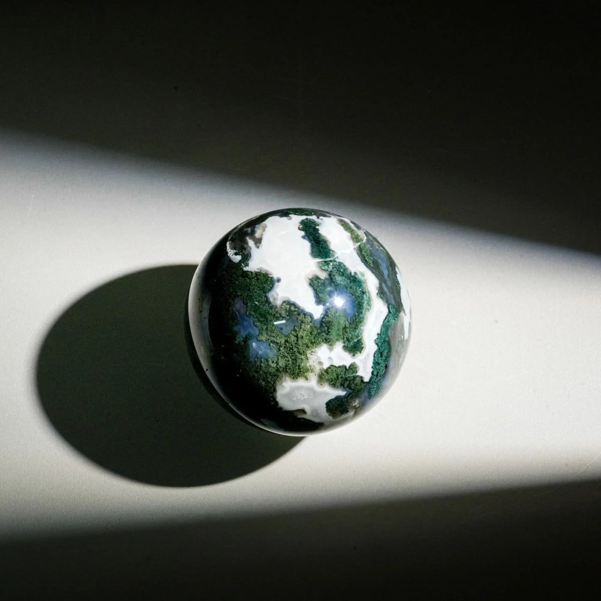 Moss Agate Sphere - helmsman - crystal