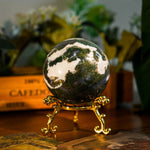 Moss Agate Sphere - helmsman - crystal