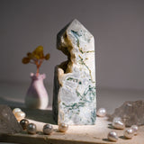 Moss Agate Tower - helmsman - crystal