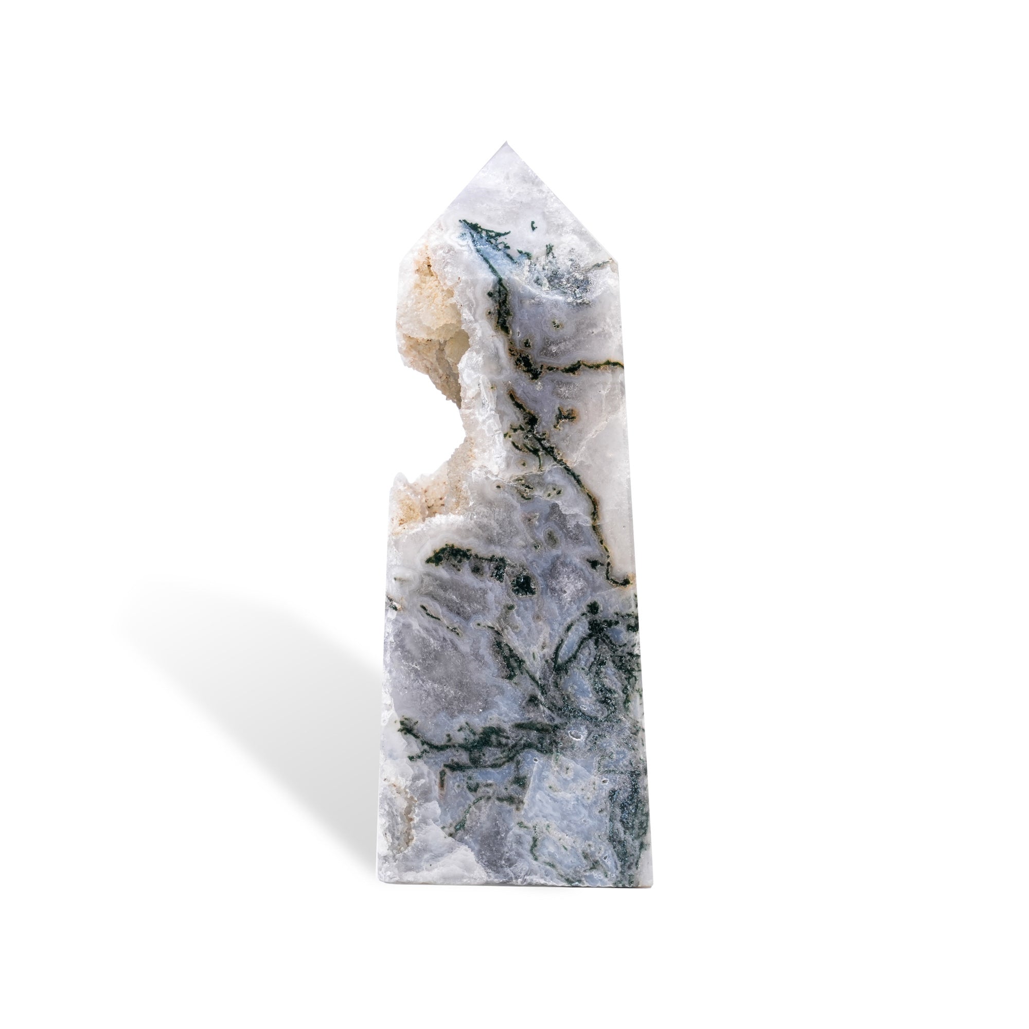 Moss Agate Tower - helmsman - crystal
