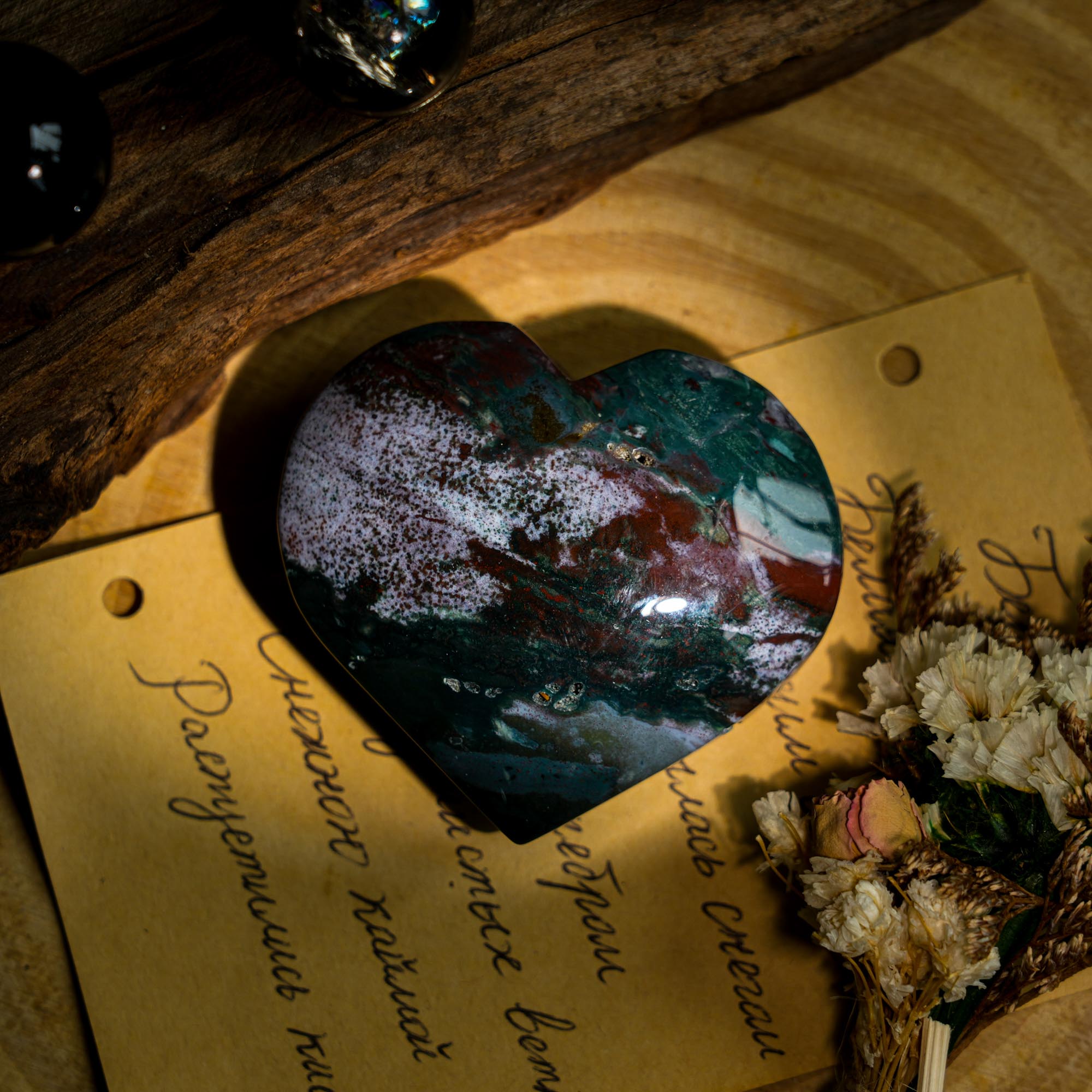 Ocean Jasper Heart - helmsman - crystal