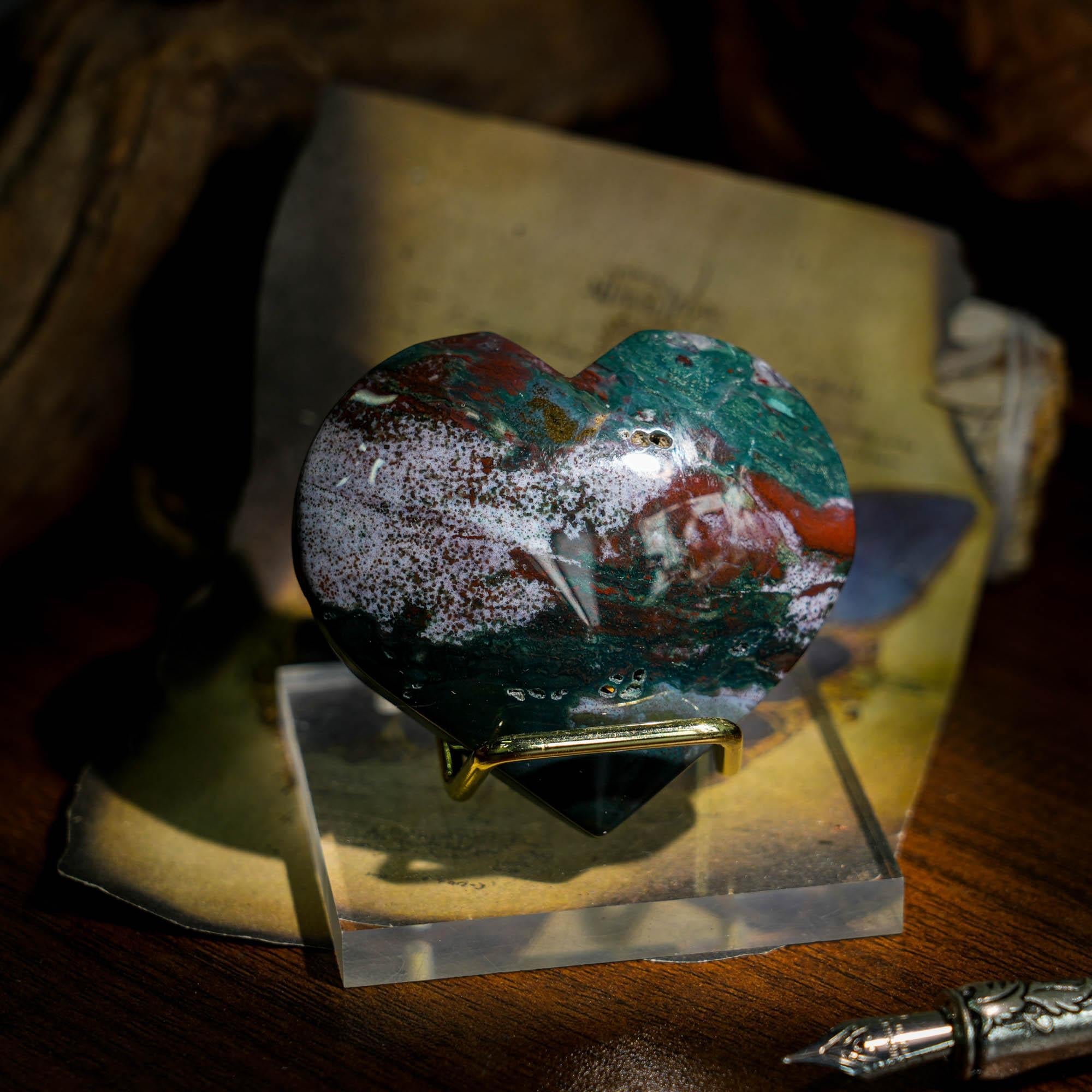 Ocean Jasper Heart - helmsman - crystal