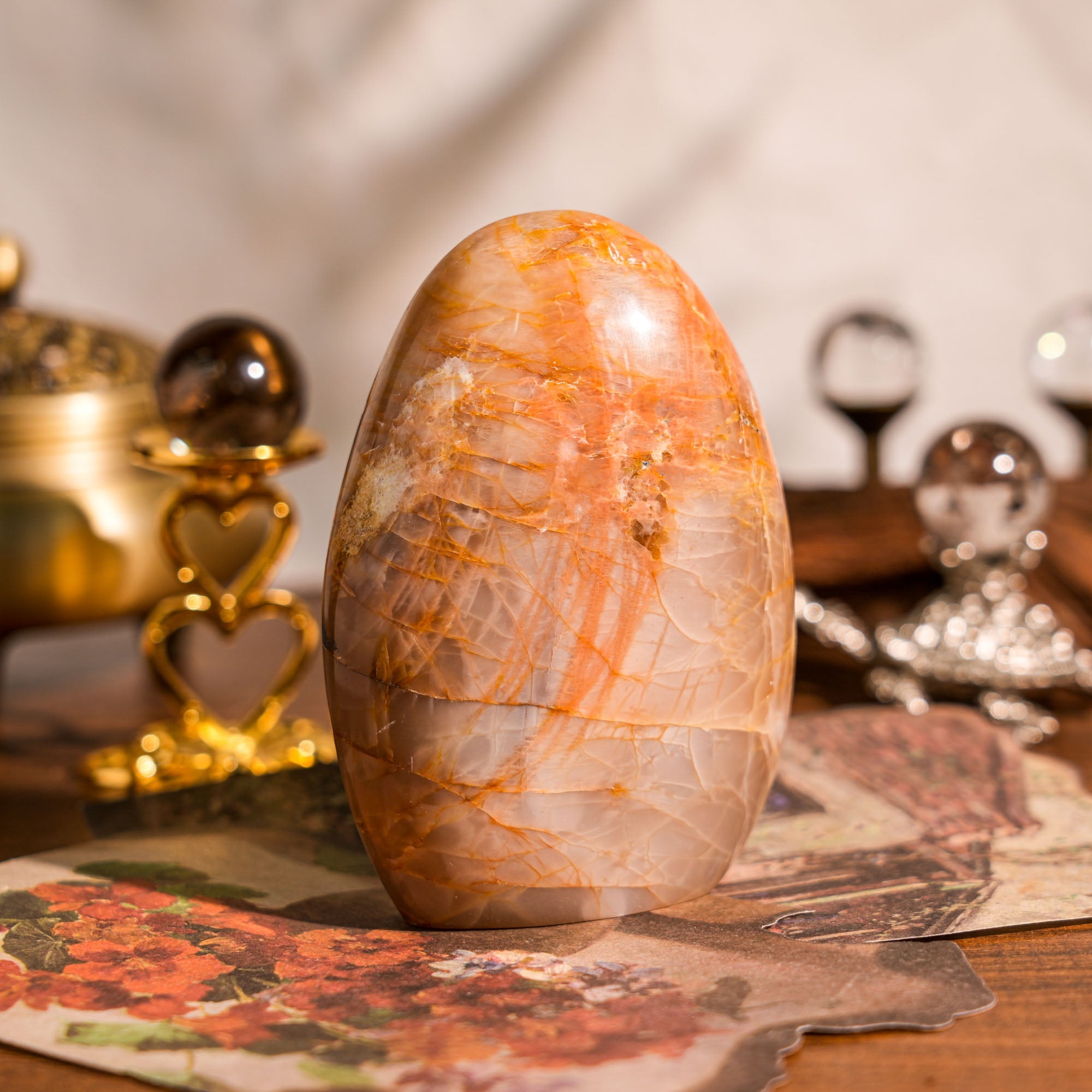 Peach Moonstone Freeform - helmsman - crystal