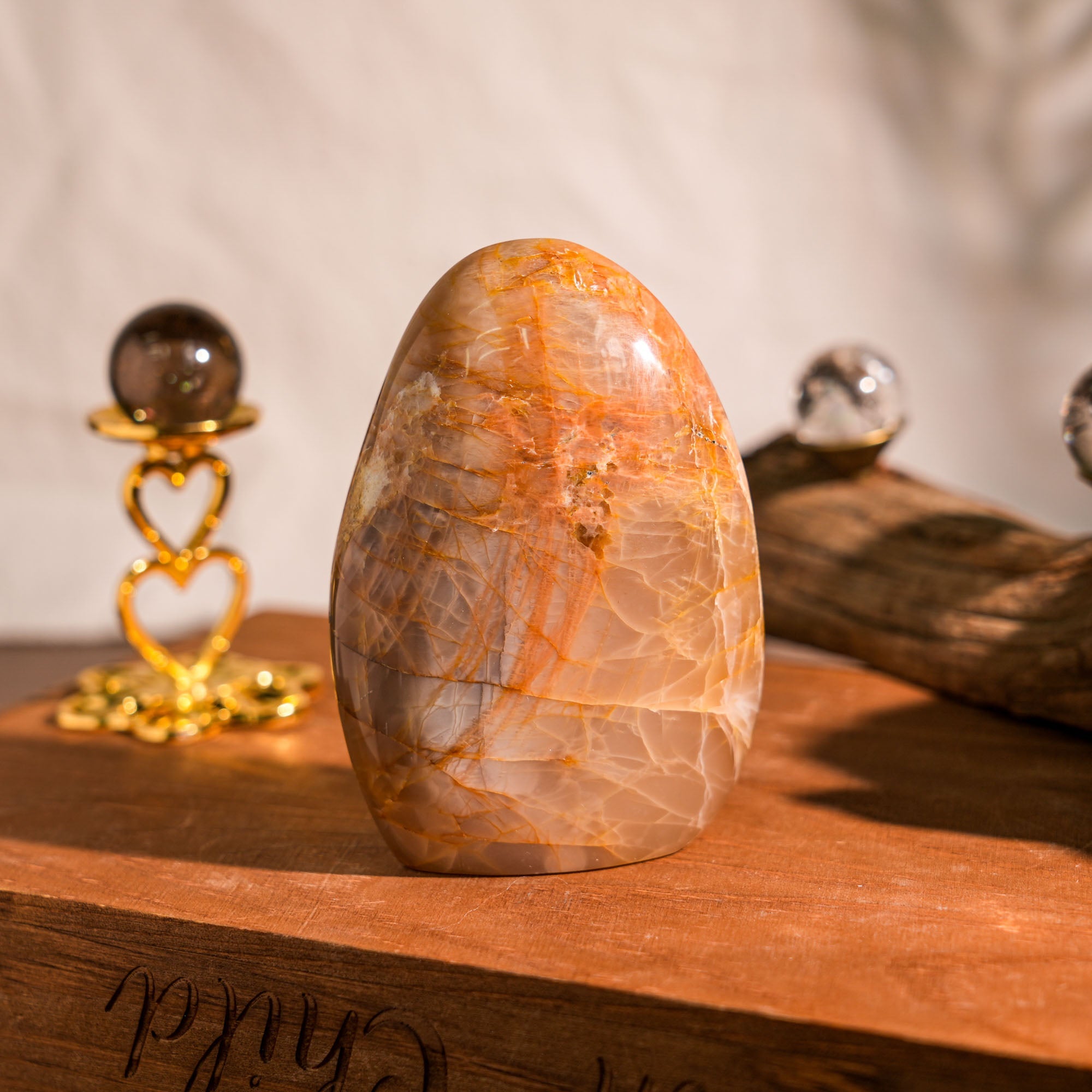 Peach Moonstone Freeform - helmsman - crystal