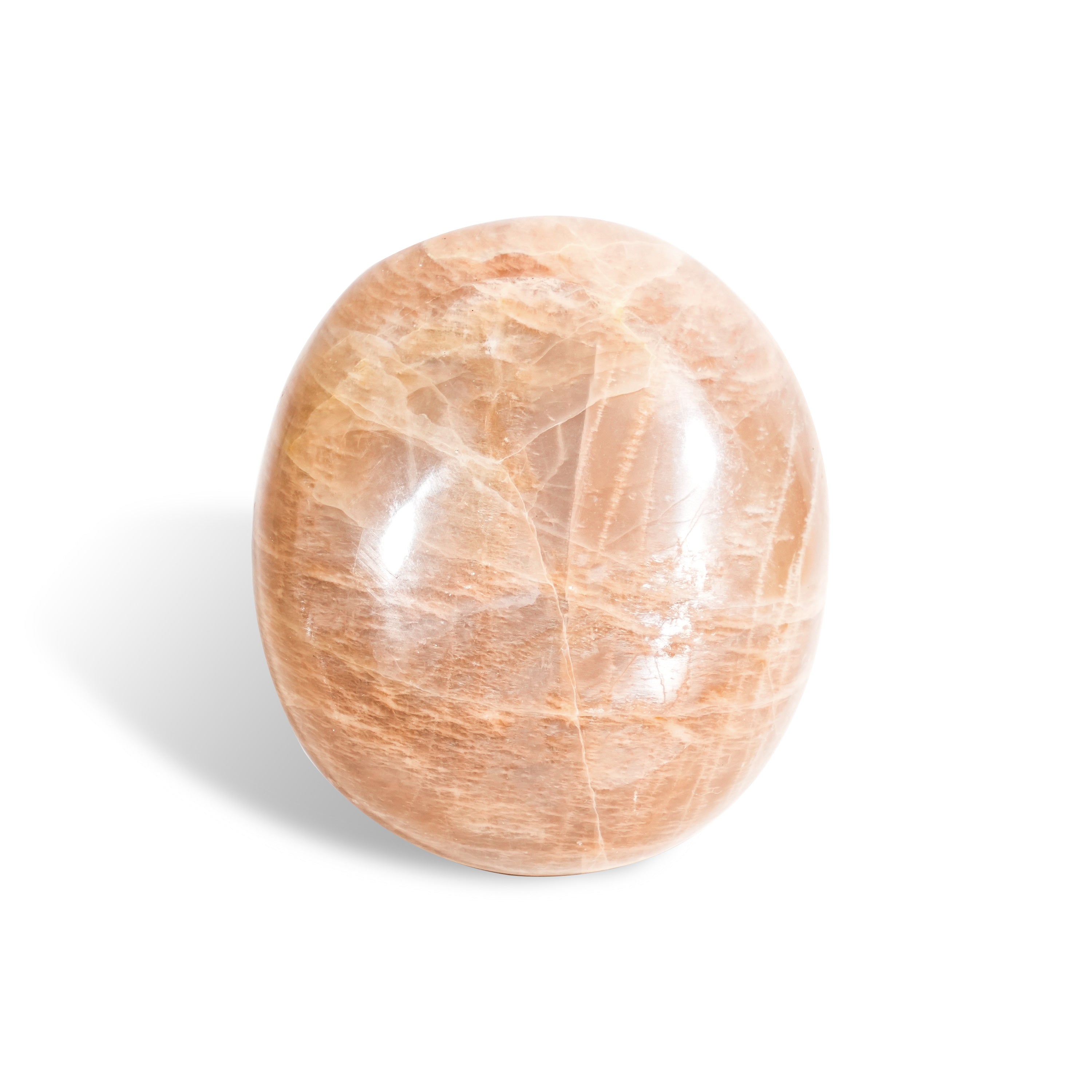 Peach Moonstone Palm Stone-Helmsman Crystal