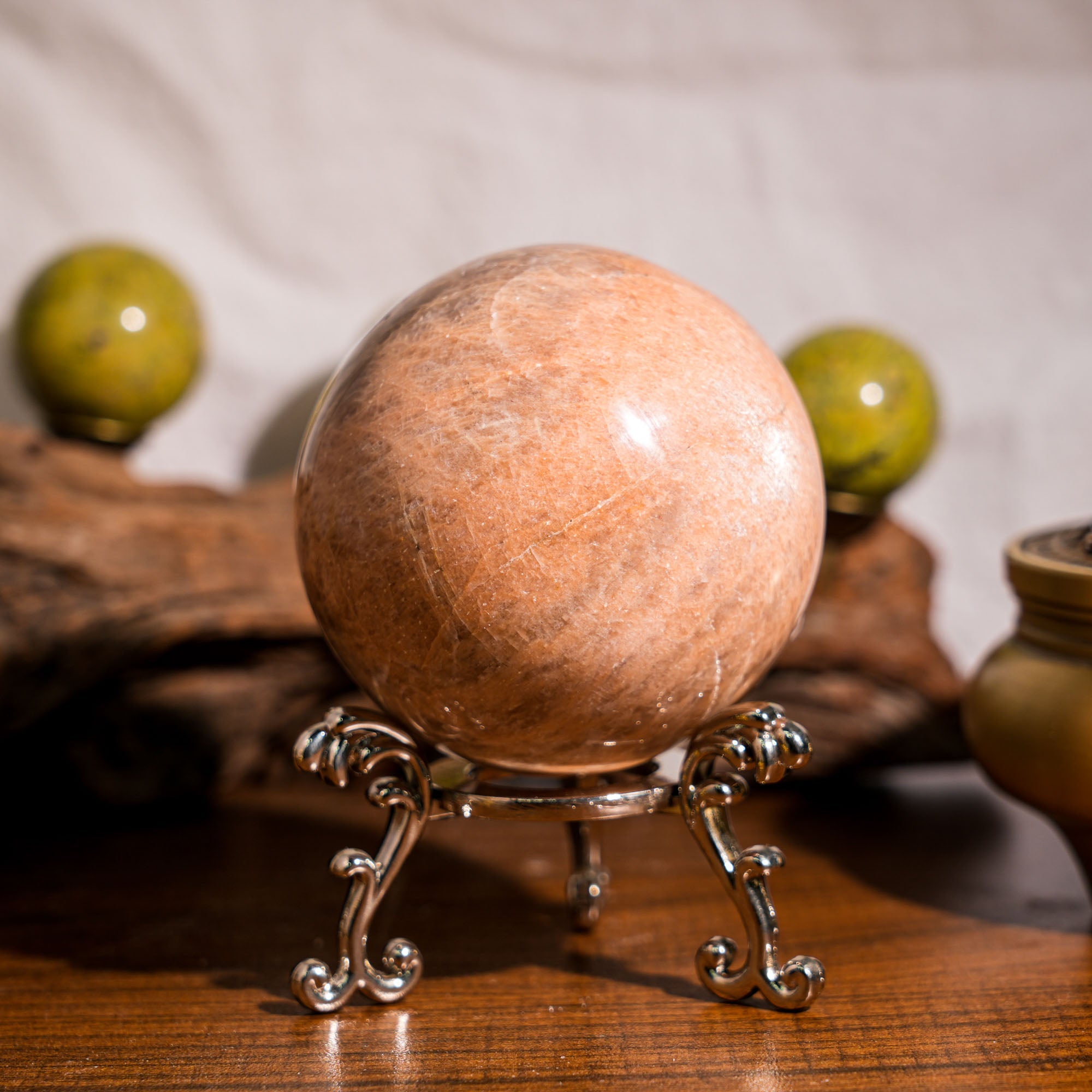Peach Moonstone Sphere - helmsman - crystal