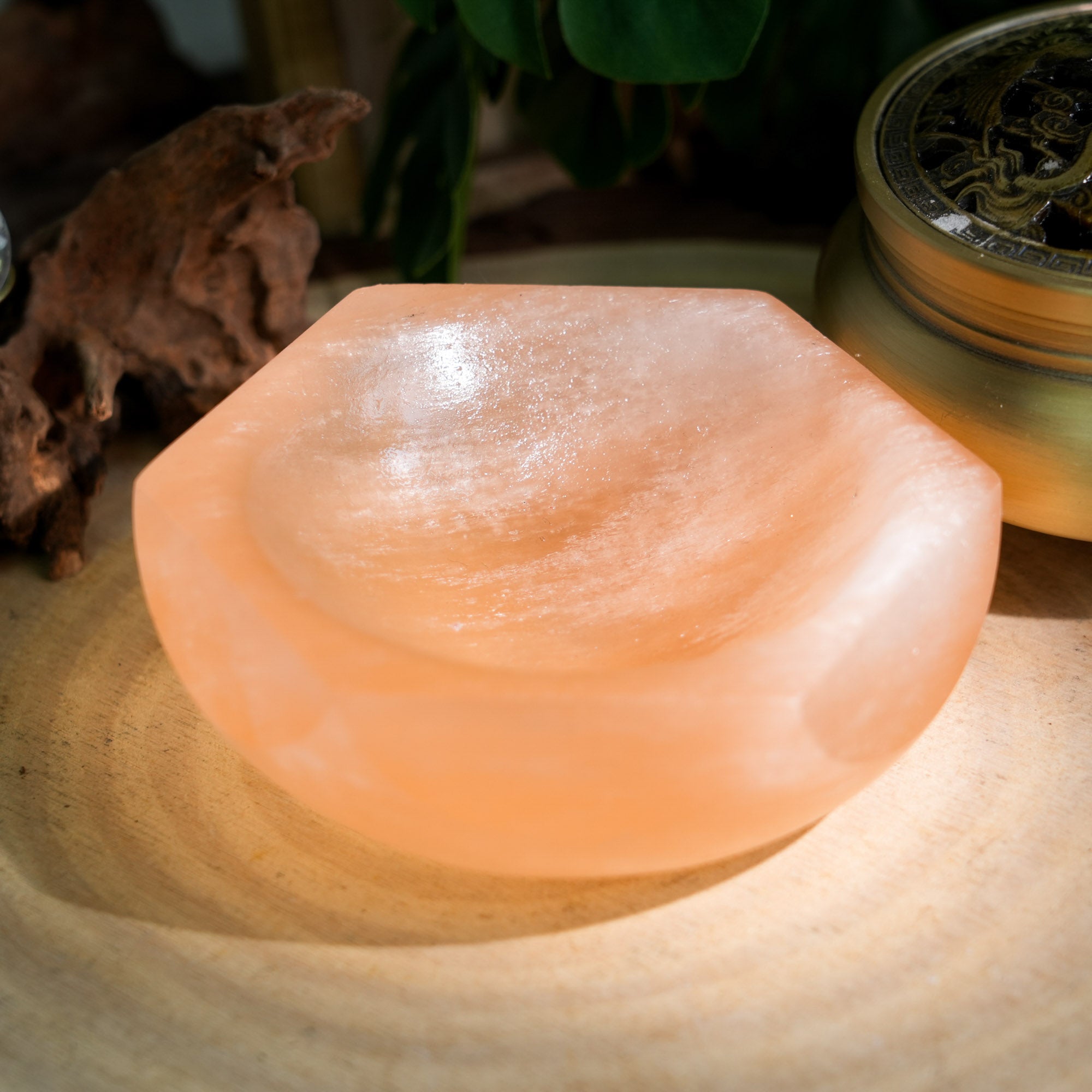 Peach Selenite Charging Bowl - helmsman - crystal