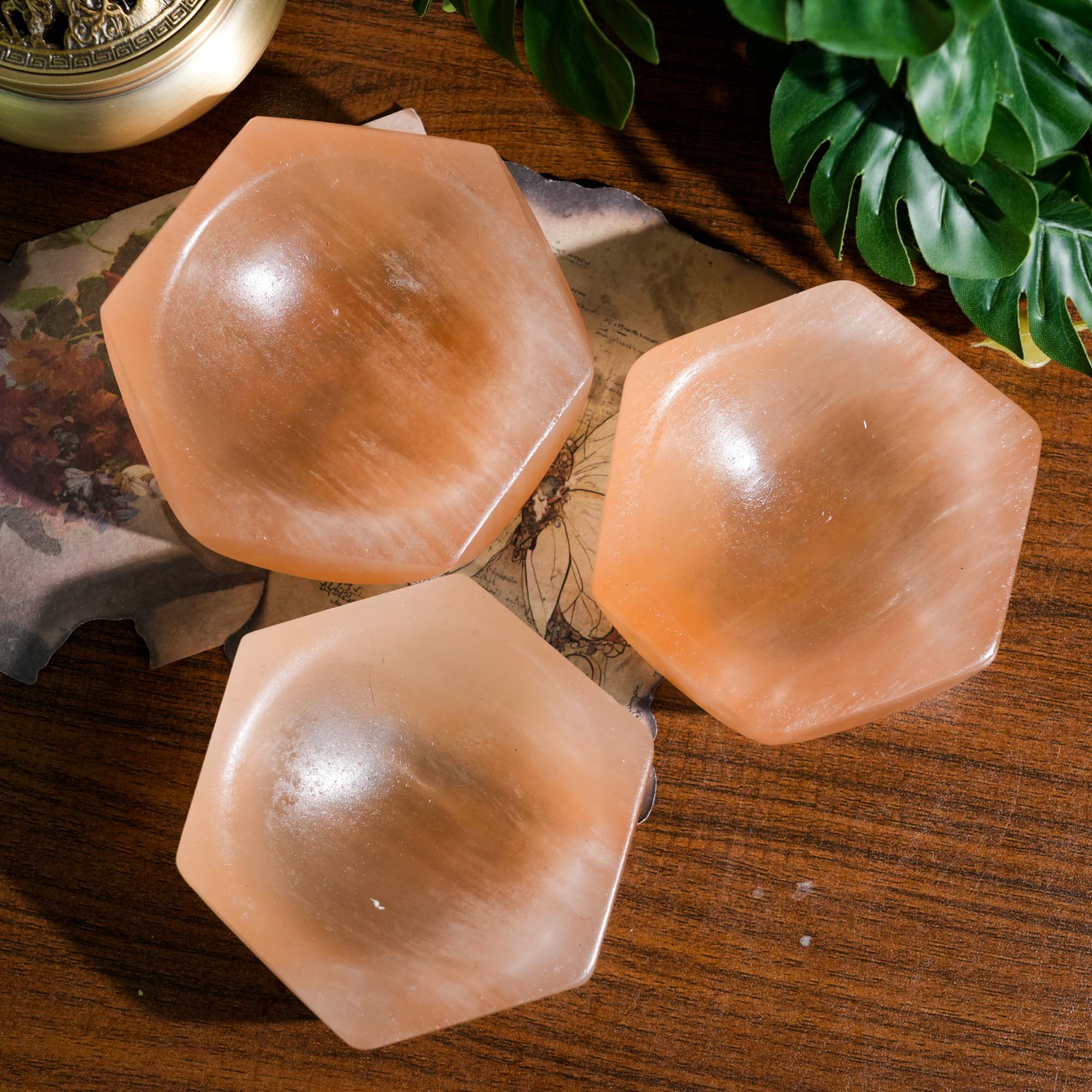 Peach Selenite Charging Bowl - helmsman - crystal