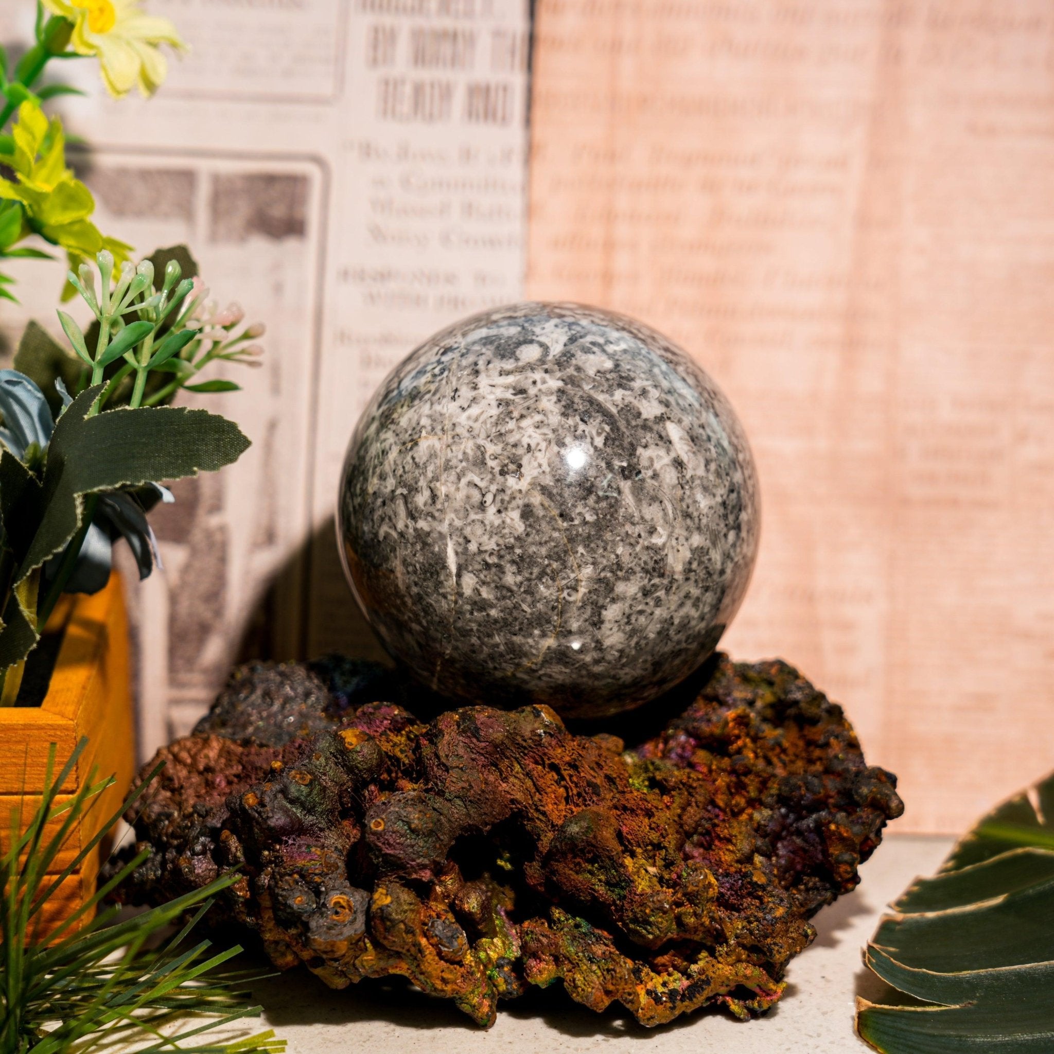 Picasso Jasper Sphere - helmsman - crystal