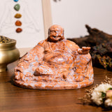 Pink Agate Maitreya Buddha Carving - helmsman - crystal