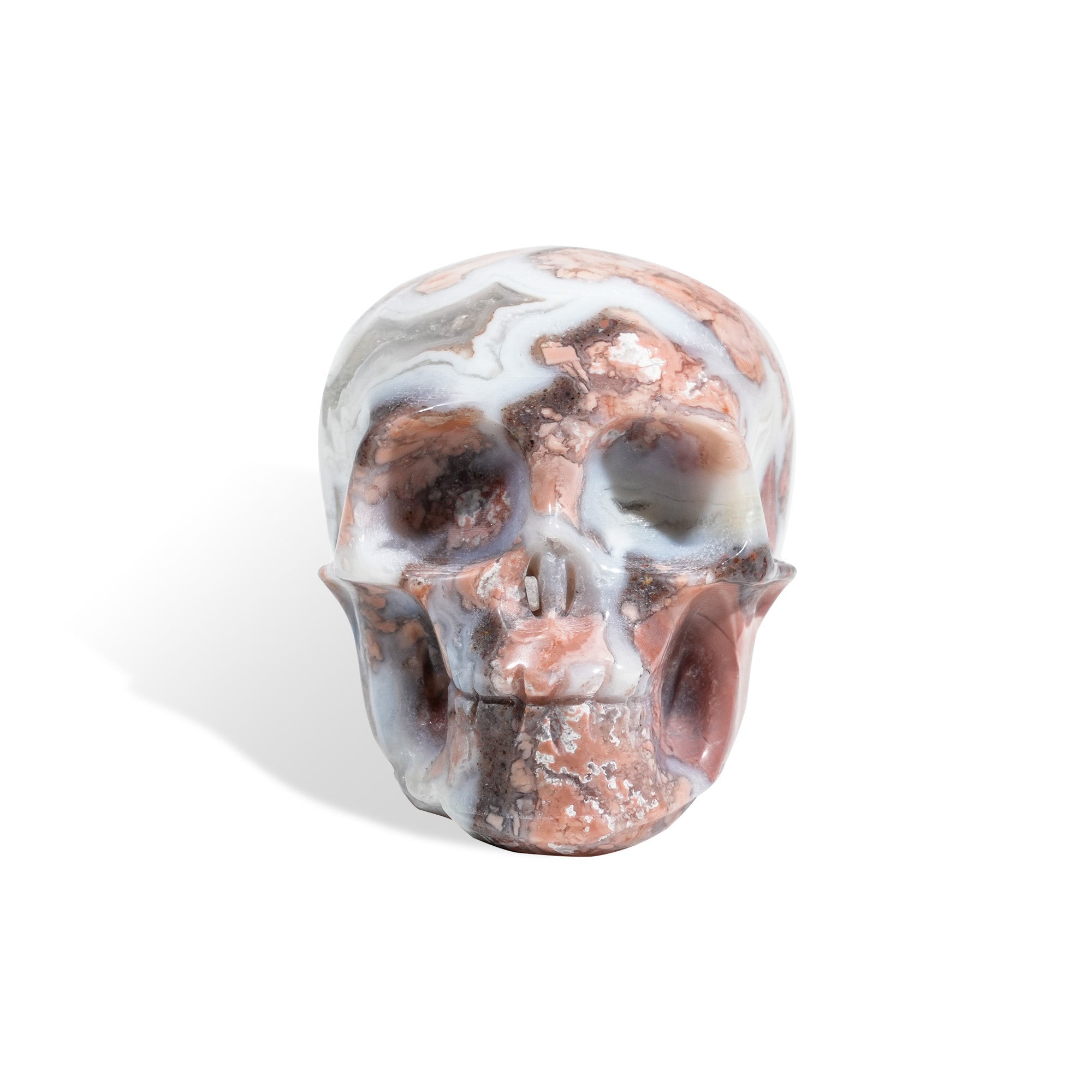 Pink Agate Skull - helmsman - crystal