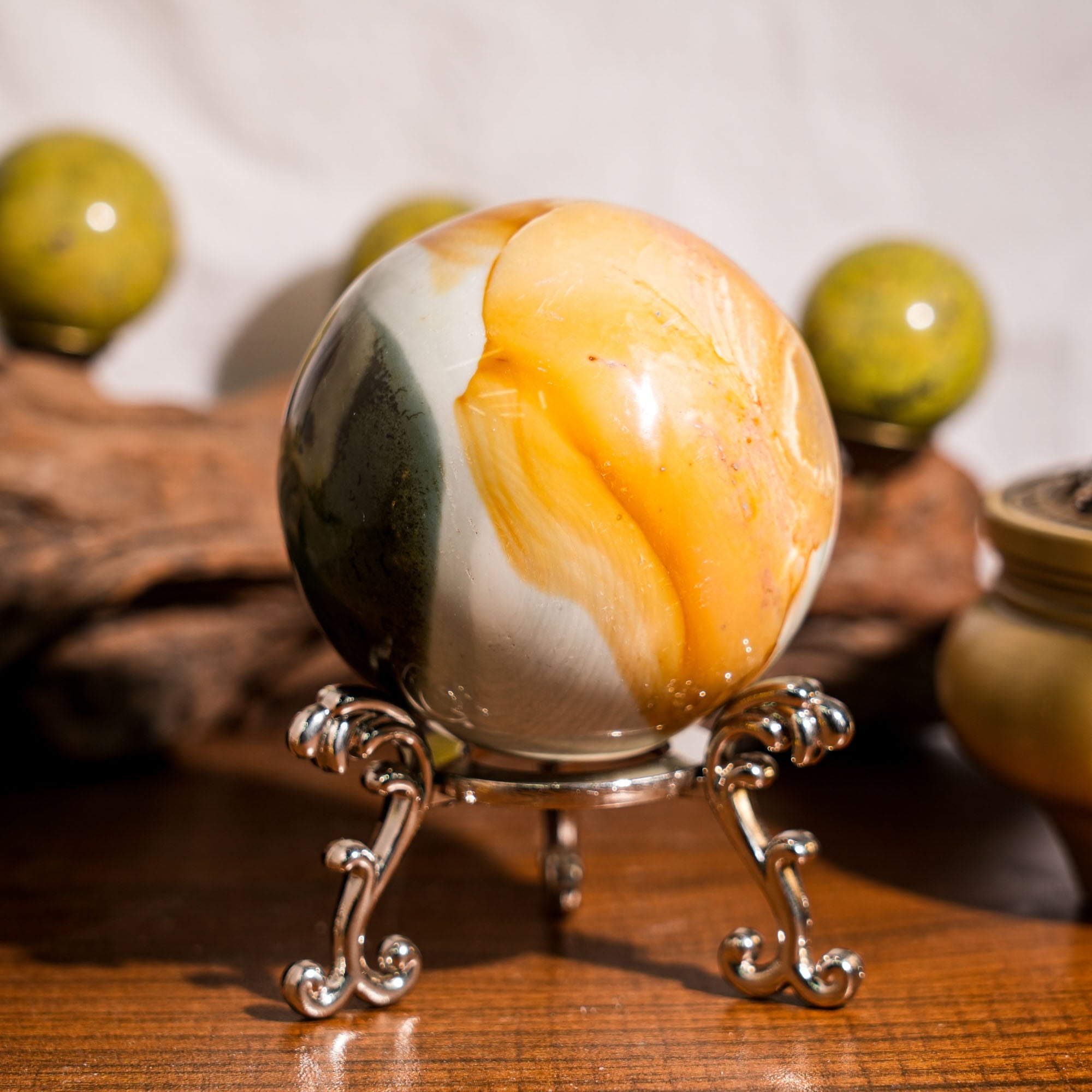 Polychrome Jasper Sphere - helmsman - crystal