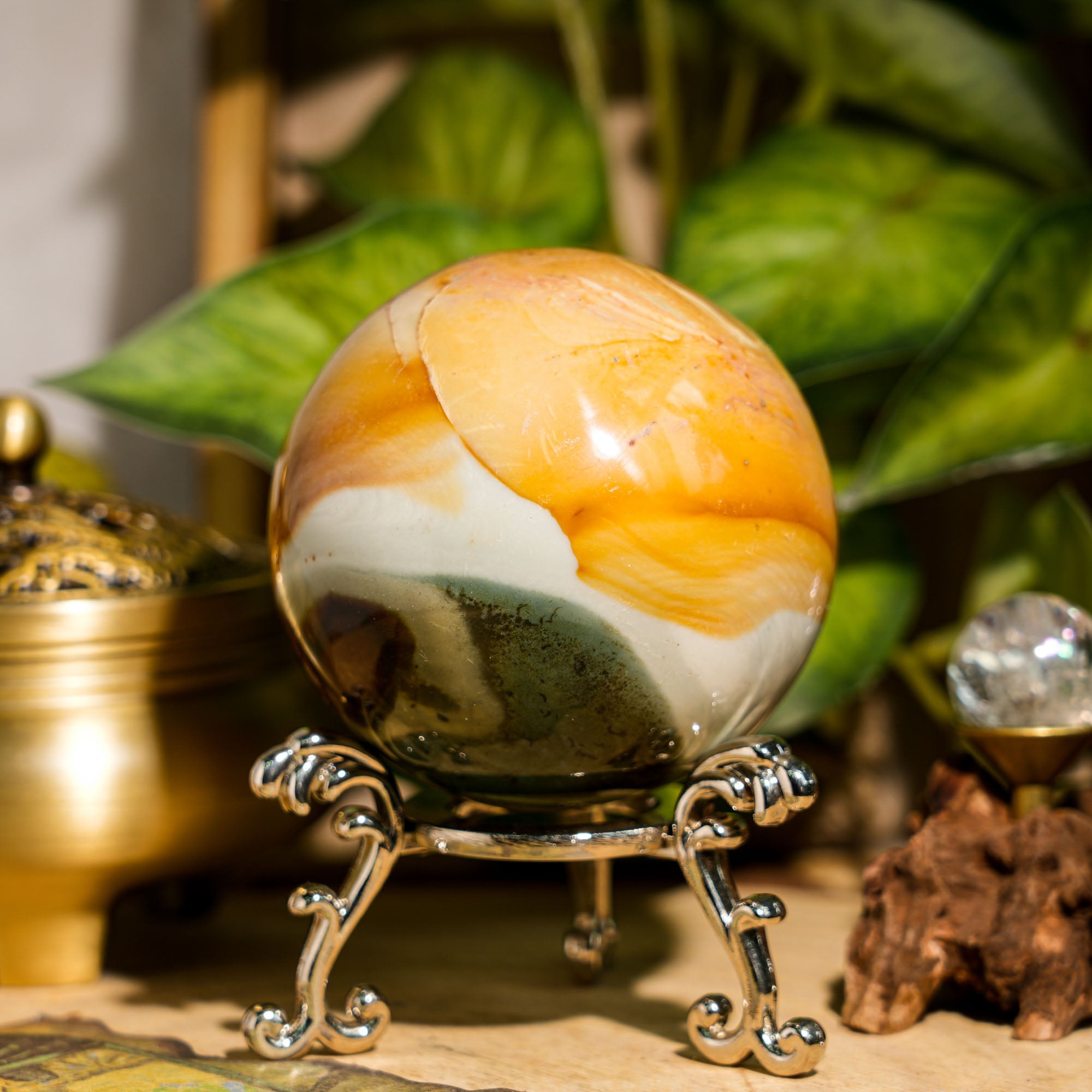 Polychrome Jasper Sphere - helmsman - crystal