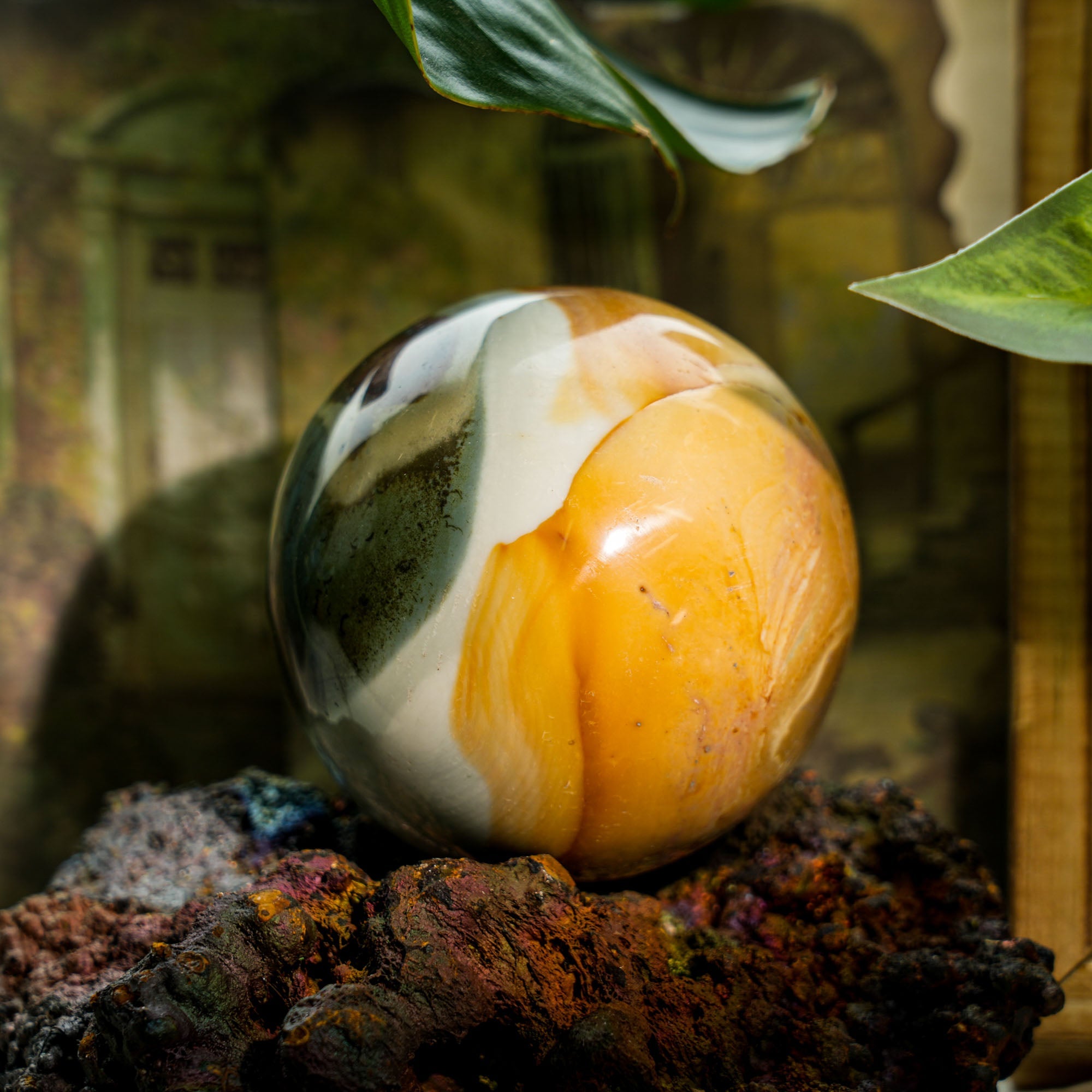 Polychrome Jasper Sphere - helmsman - crystal