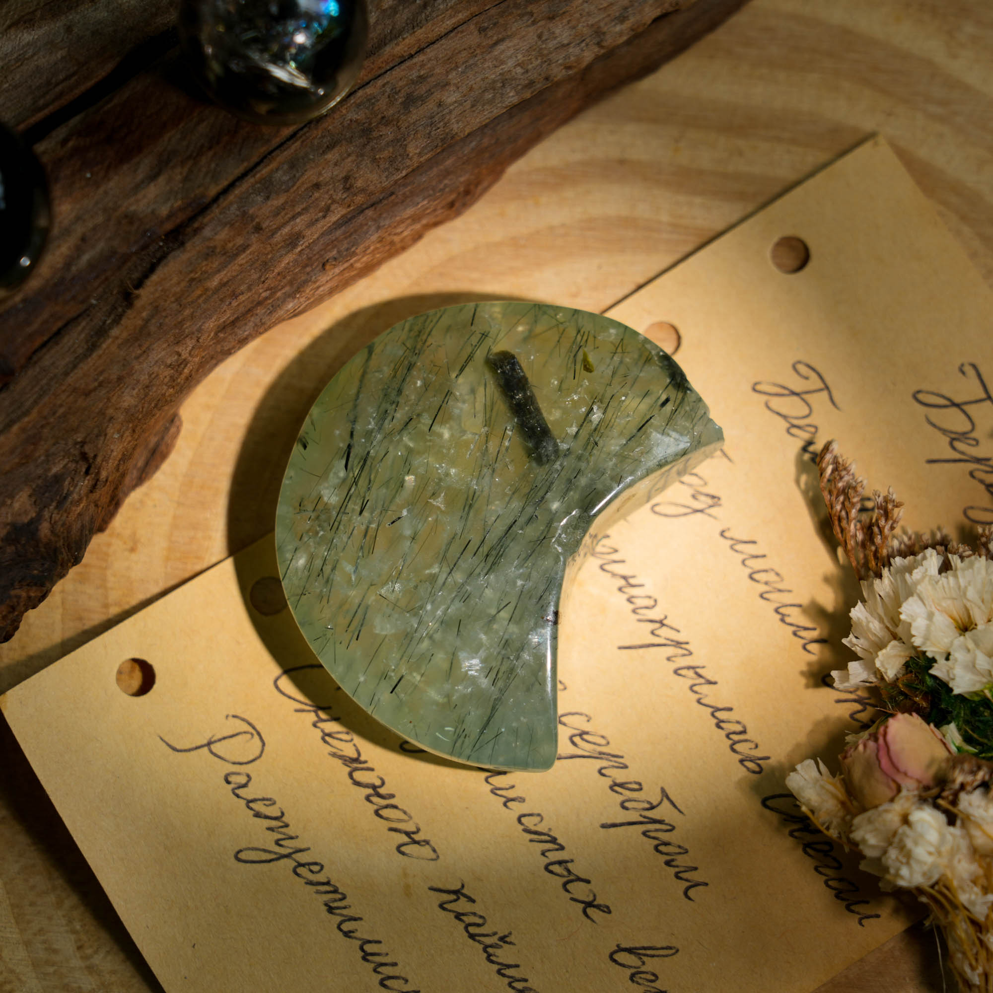 Prehnite Moon - helmsman - crystal