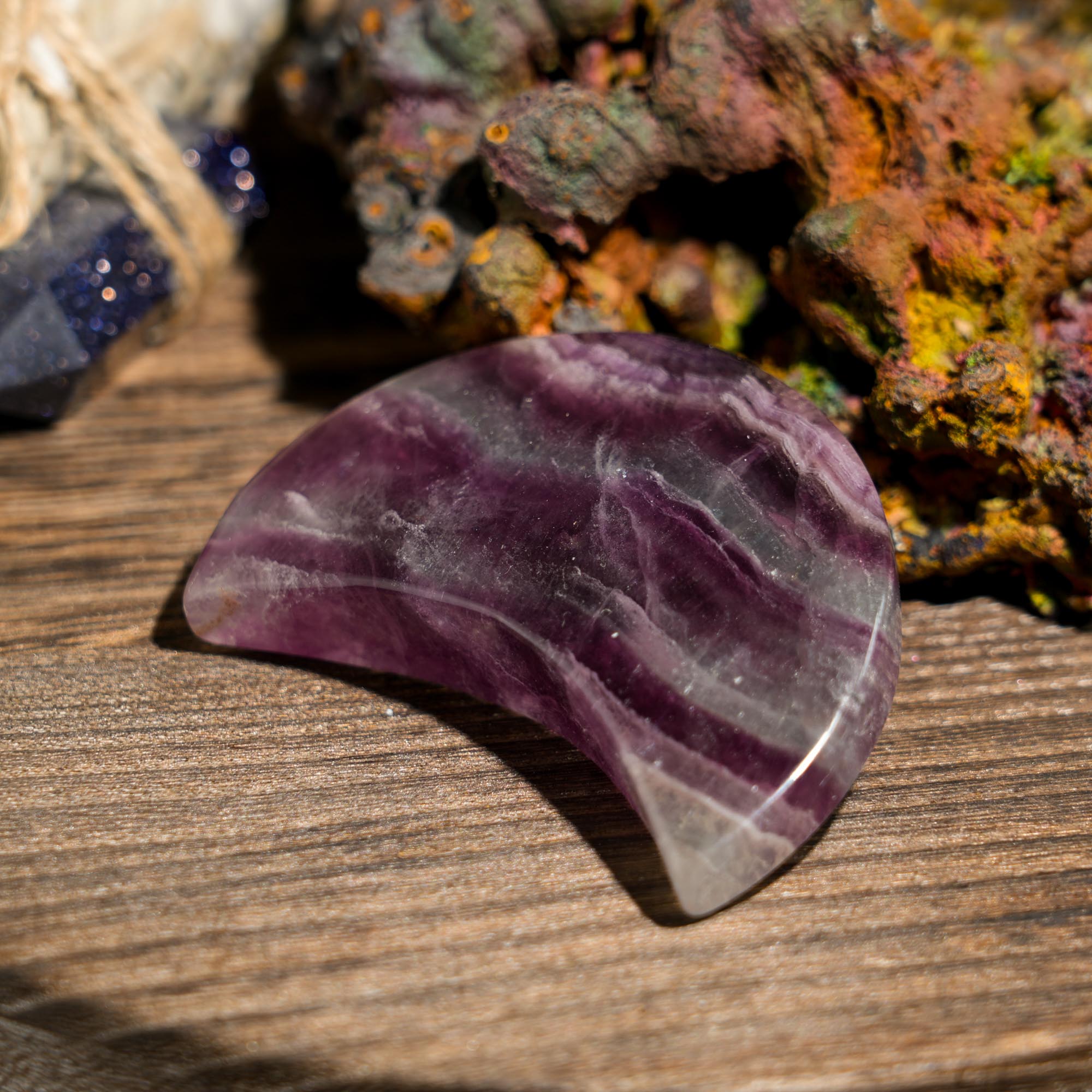 Purple Fluorite Moon - helmsman - crystal
