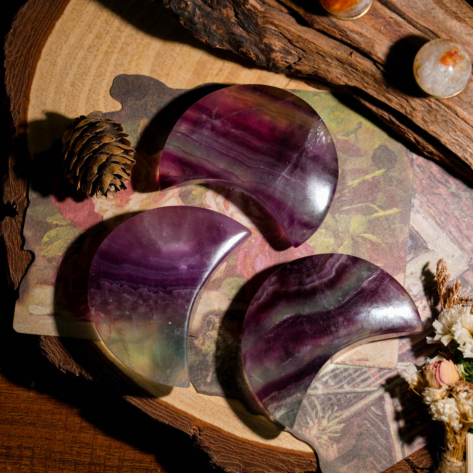 Purple Fluorite Moon - helmsman - crystal