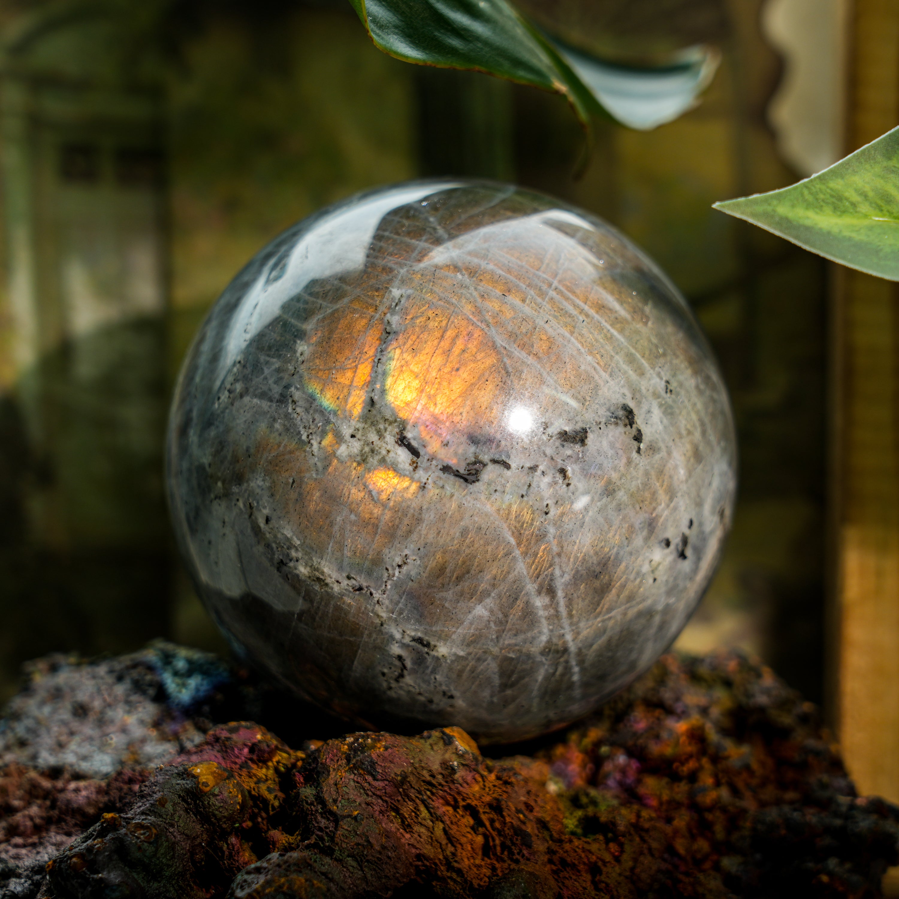 Purple Labradorite Sphere - Helmsman Crystal - Healing Crystal