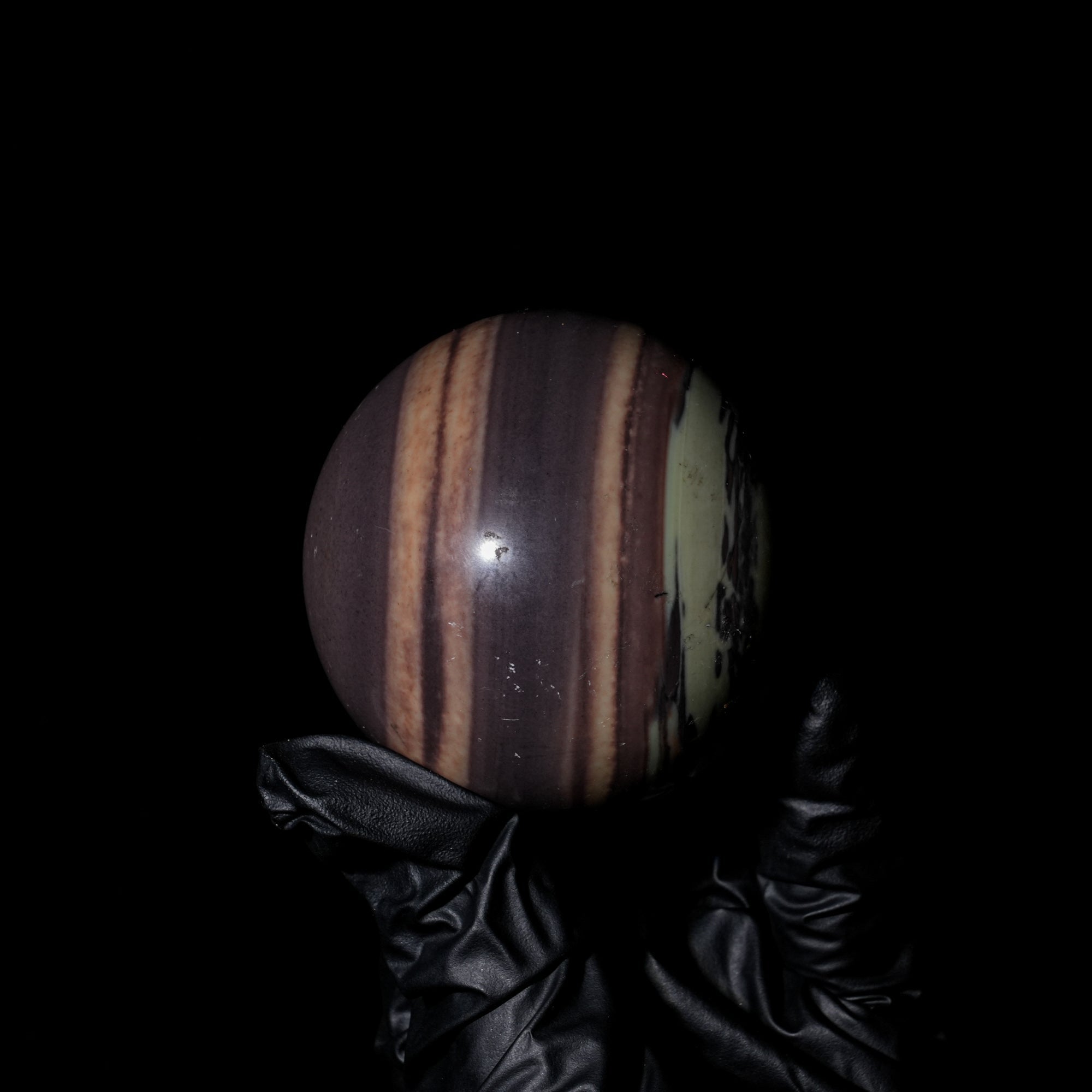 Purple Pottery Sphere - helmsman - crystal
