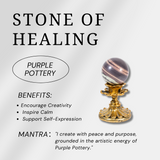 Purple Pottery Sphere - Helmsman Crystal - Healing Crystal