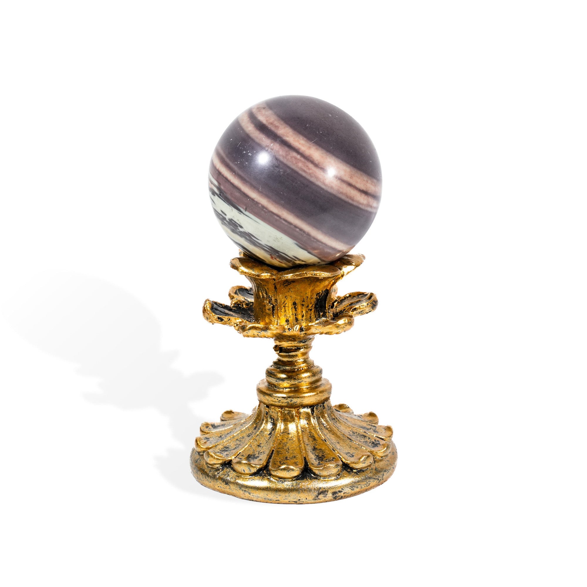 Purple Pottery Sphere - helmsman - crystal
