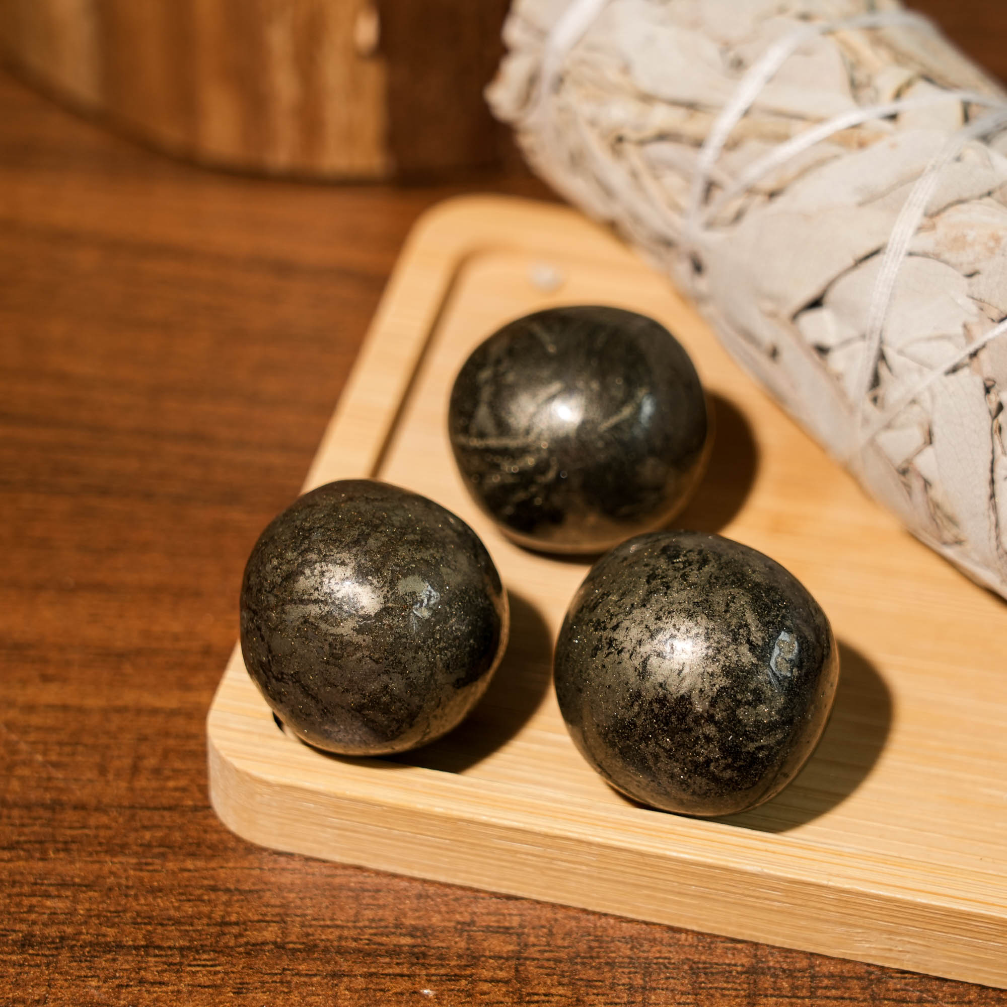 Pyrite Tumbled Stone Set - helmsman - crystal