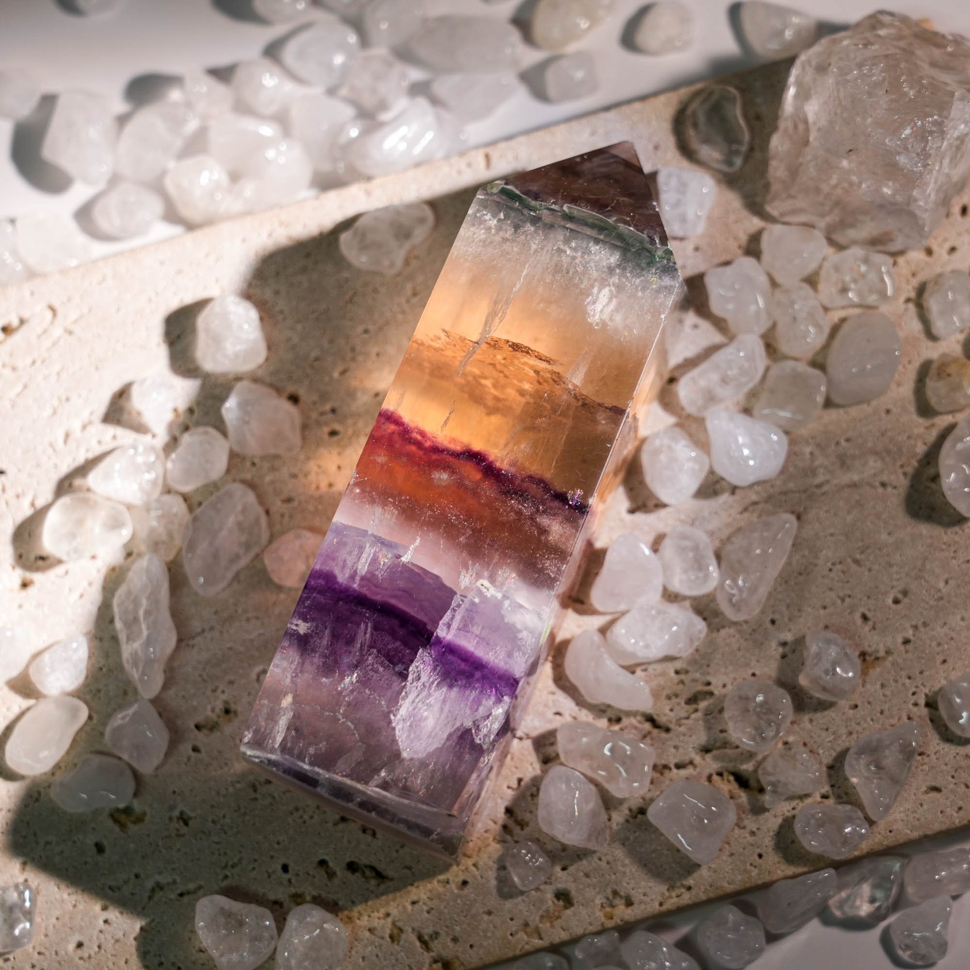 Rainbow Fluorite Tower - helmsman - crystal