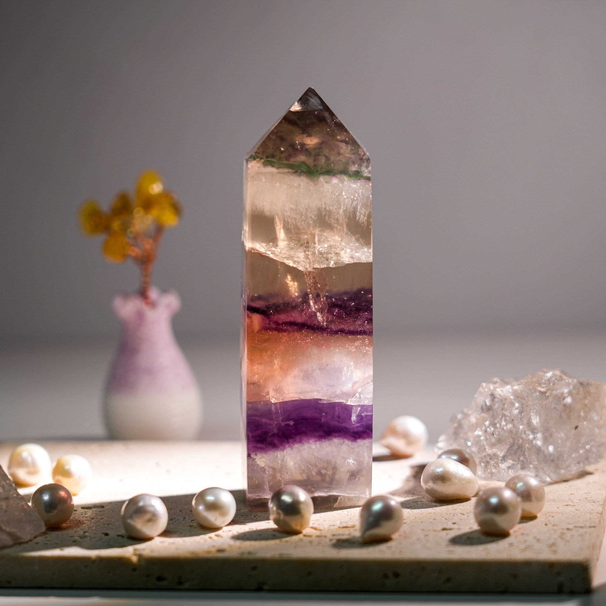 Rainbow Fluorite Tower - helmsman - crystal