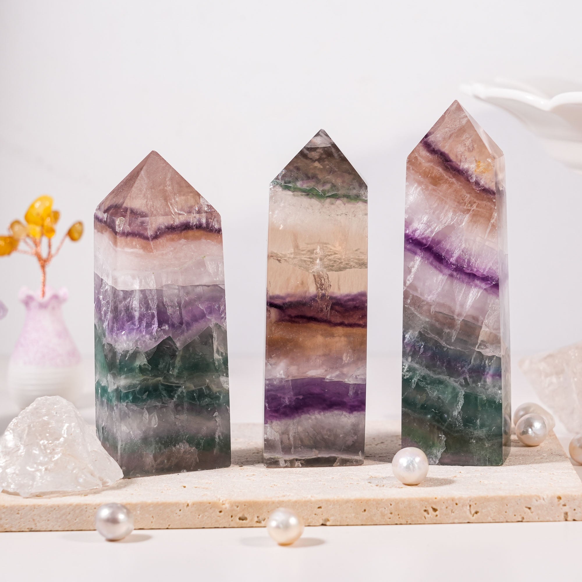 Rainbow Fluorite Tower - helmsman - crystal
