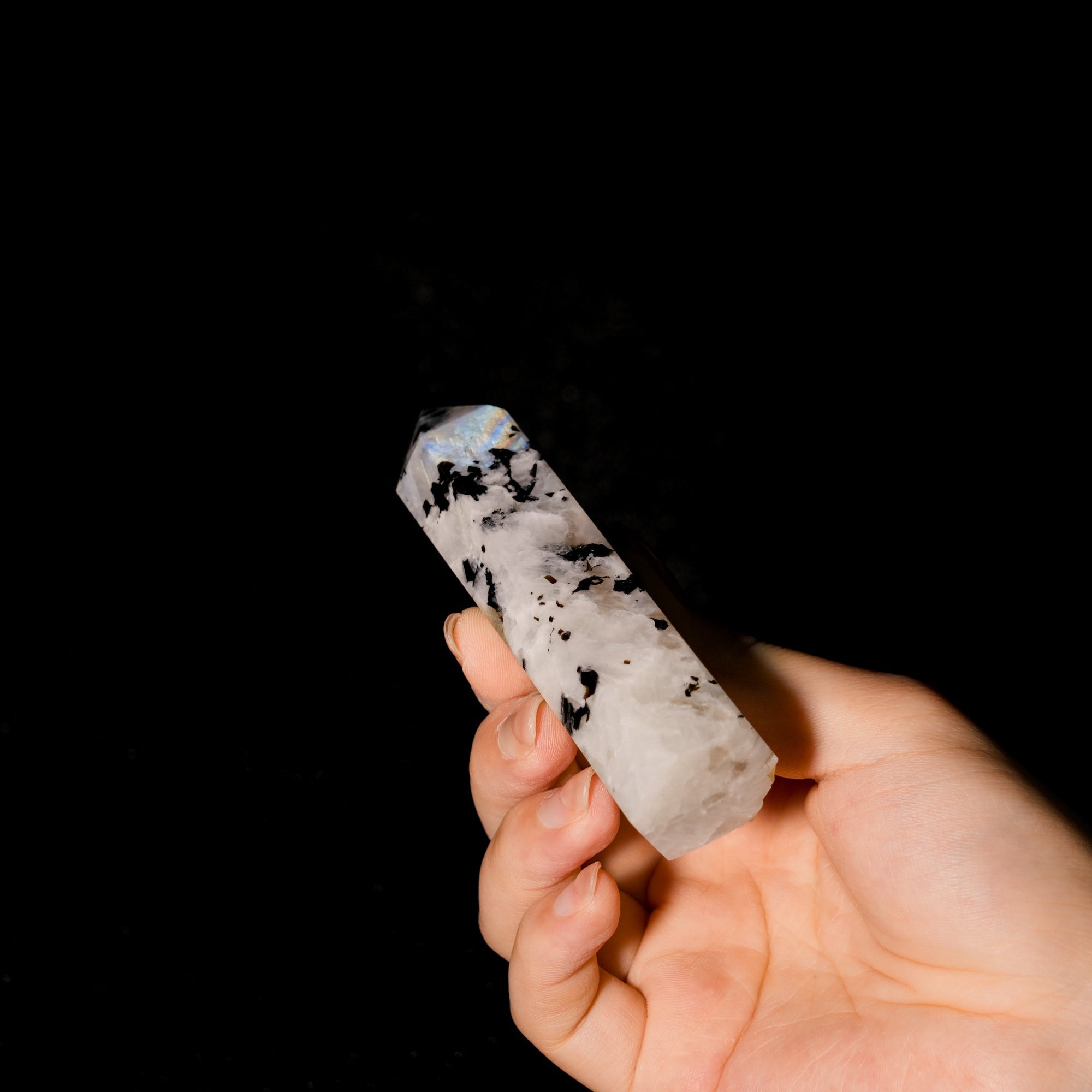 Rainbow Moon Stone Point - helmsman - crystal