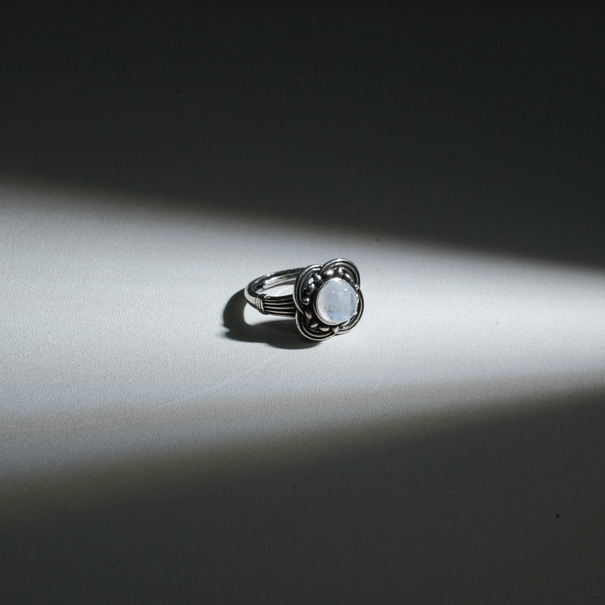 Rainbow Moonstone Ring - helmsman - crystal