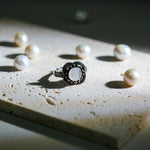 Rainbow Moonstone Ring - helmsman - crystal