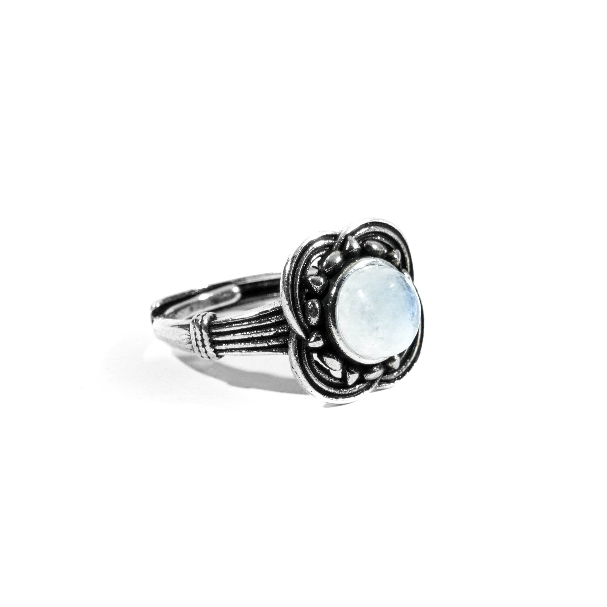 Rainbow Moonstone Ring - helmsman - crystal