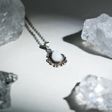 Rainbow Moonstone Teardrop Pendant Necklace - helmsman - crystal