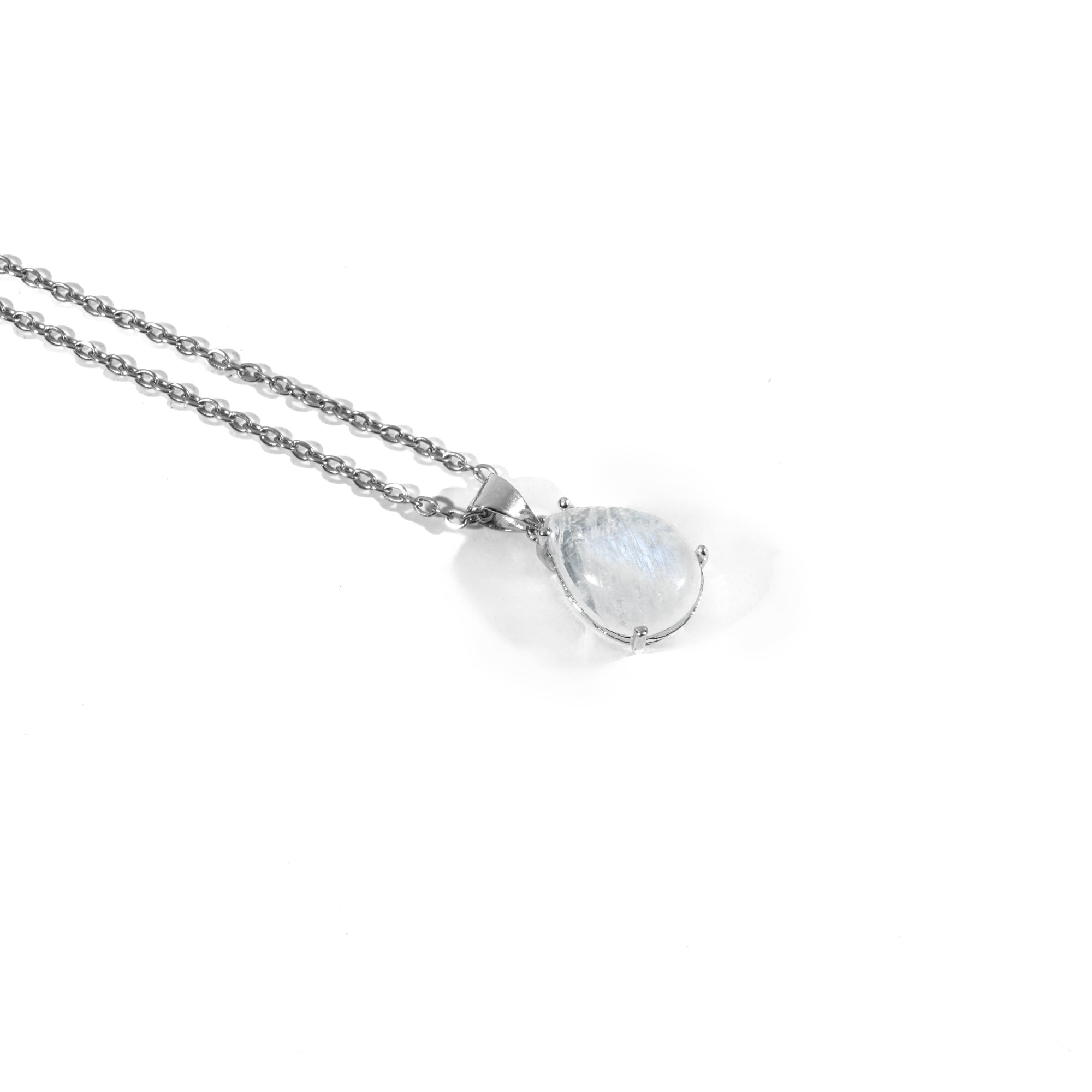 Rainbow Moonstone Teardrop Pendant Necklace - helmsman - crystal