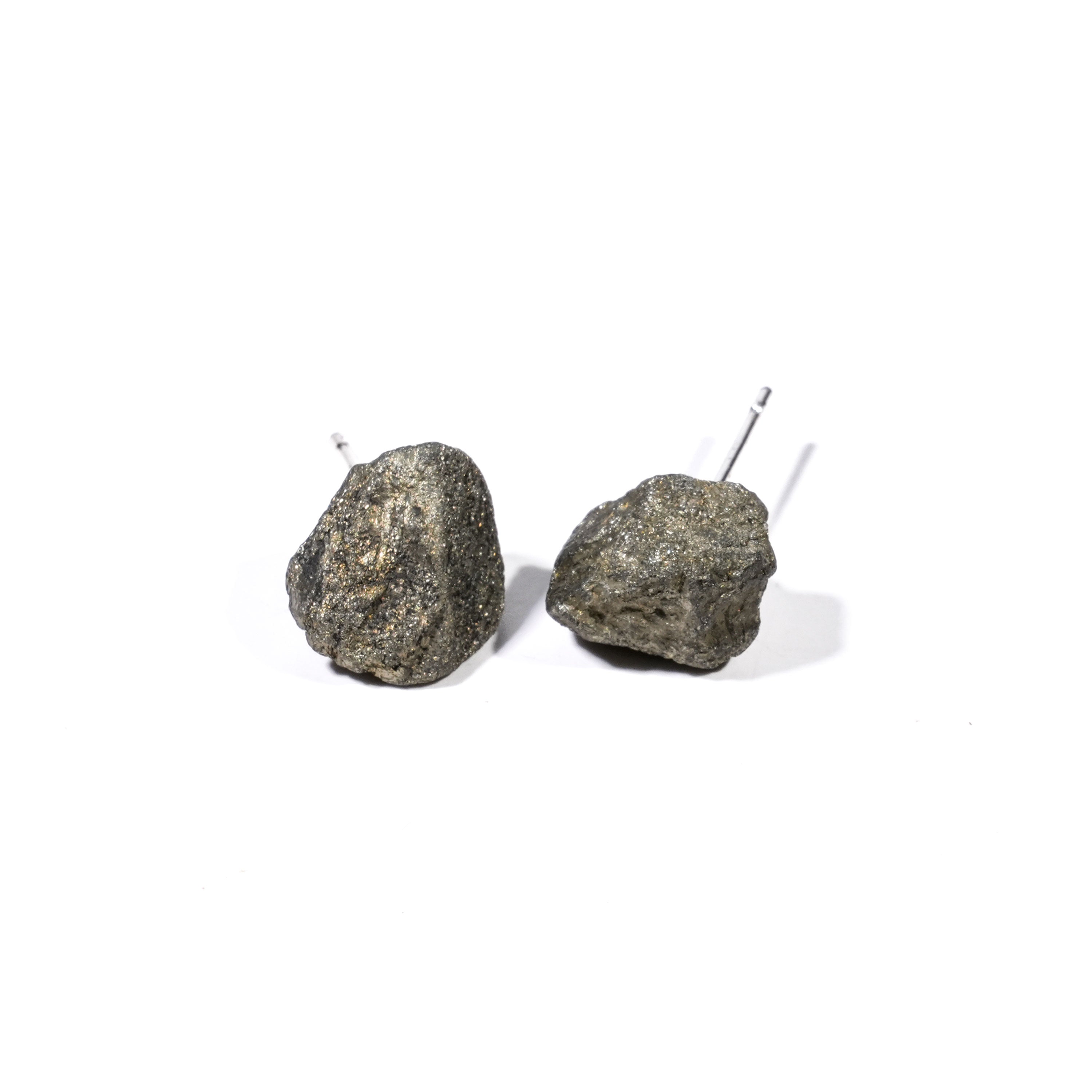 Raw Pyrite Earrings - Helmsman Crystal - Healing Crystal