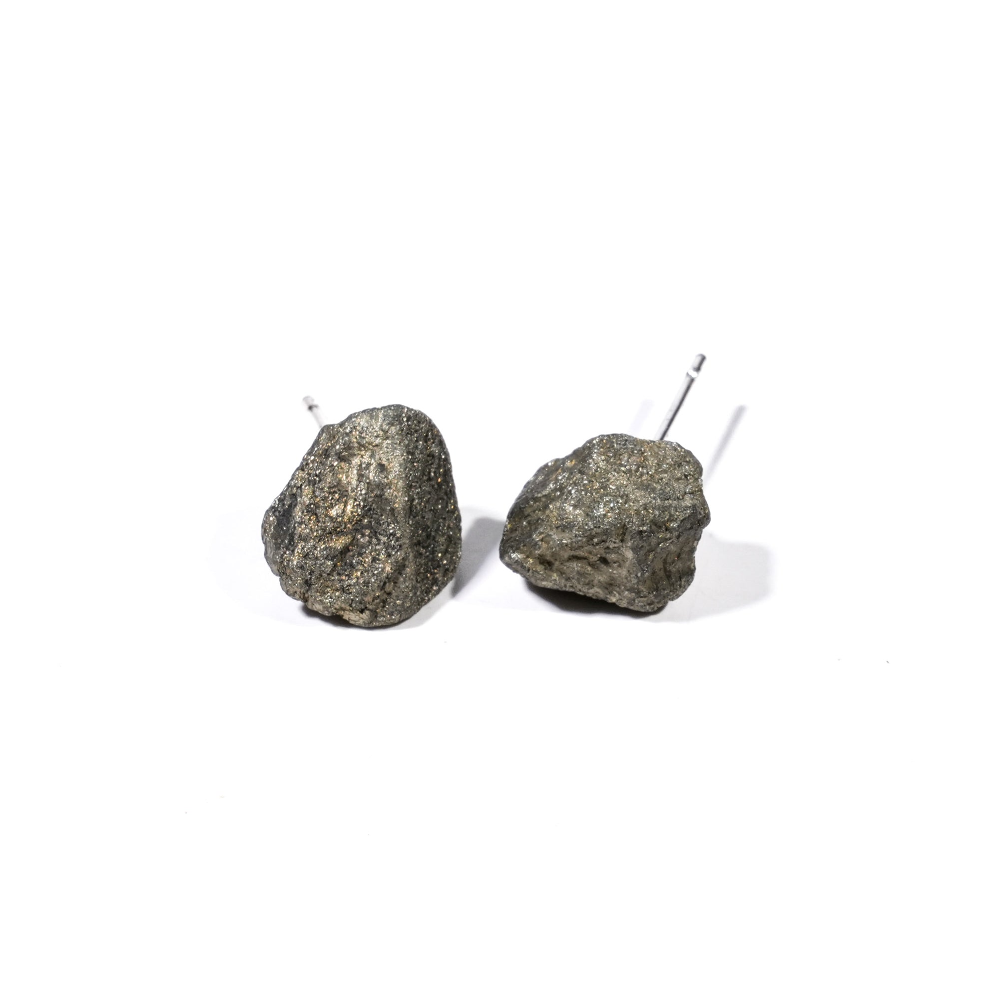 Raw Pyrite Earrings - helmsman - crystal