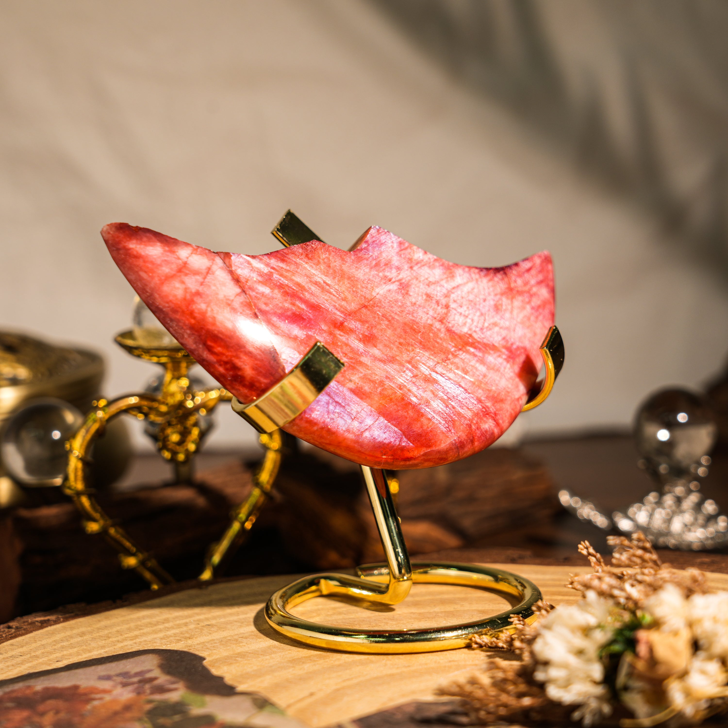 Red Moonstone Moon Face Ornament-Helmsman Crystal