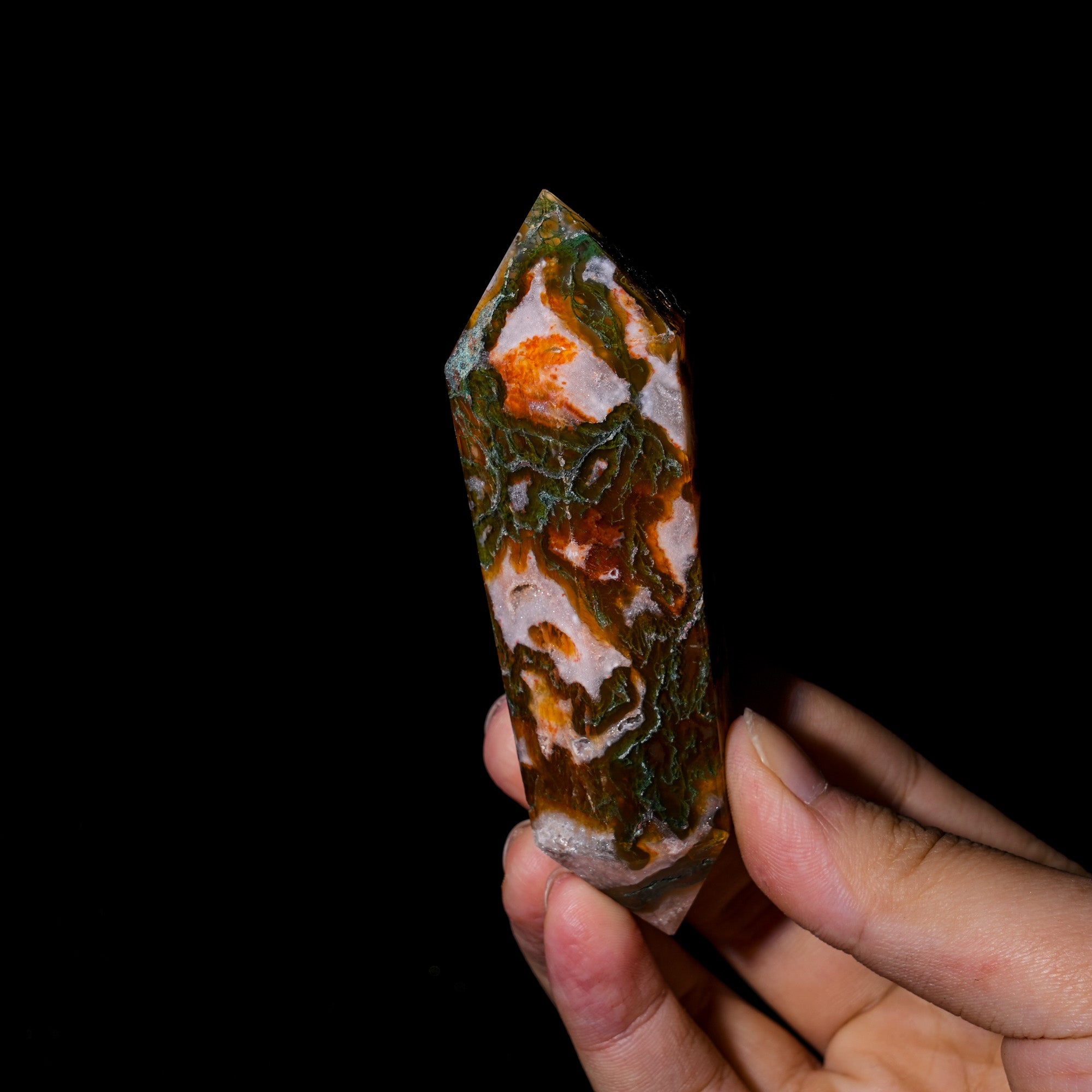 Red Moss Agate Double Terminated Point - helmsman - crystal