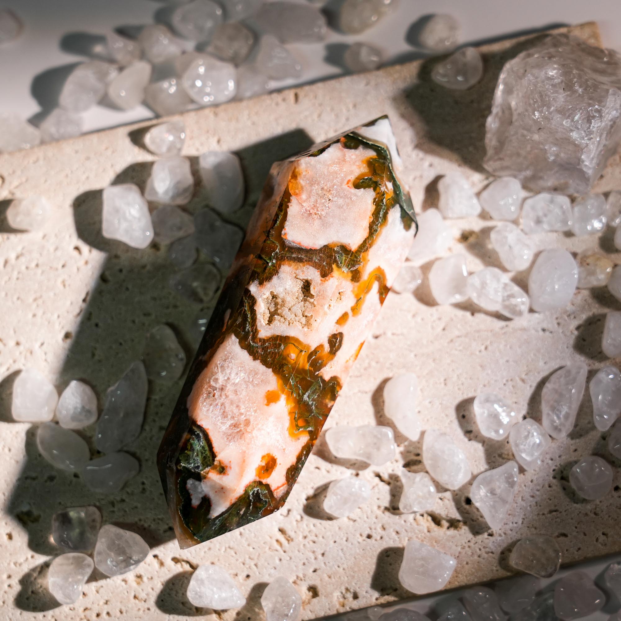 Red Moss Agate Double Terminated Point - helmsman - crystal