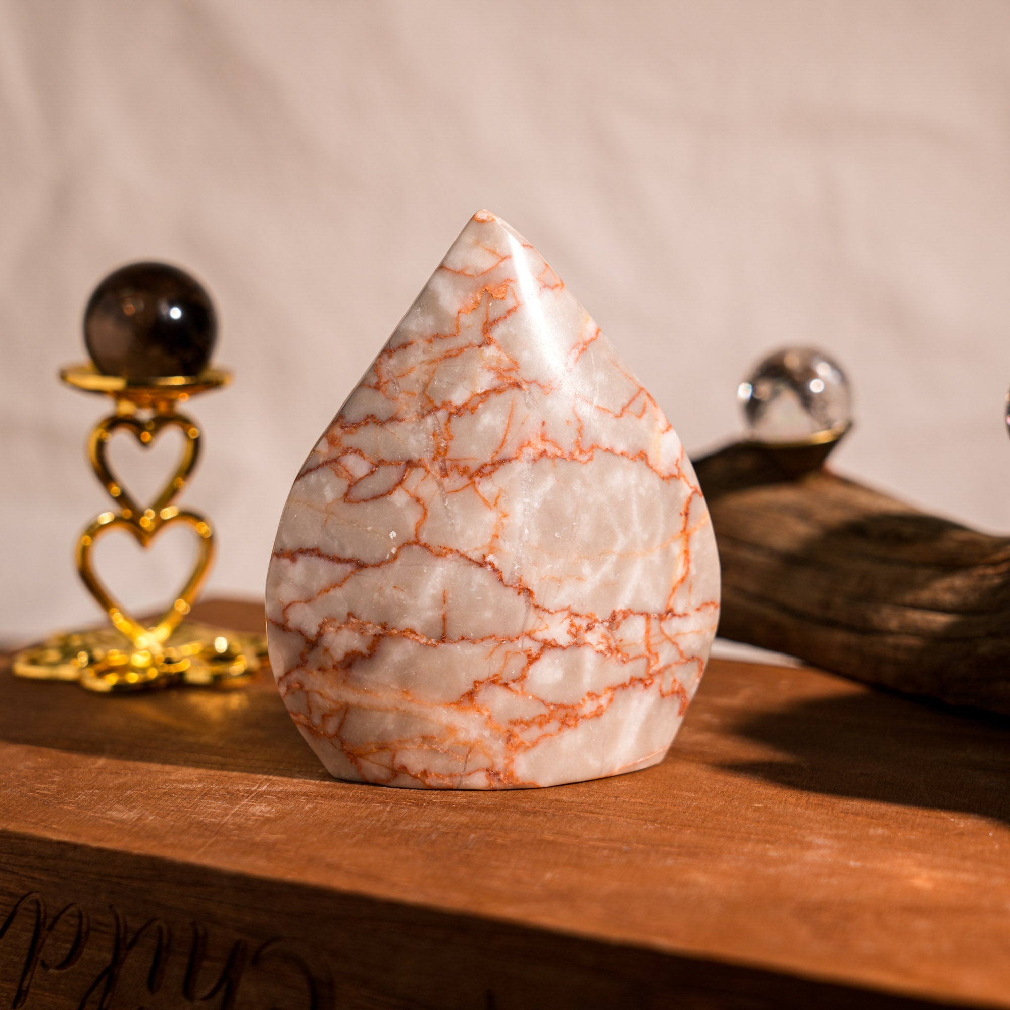 Red Network Stone Flame Freeform - helmsman - crystal
