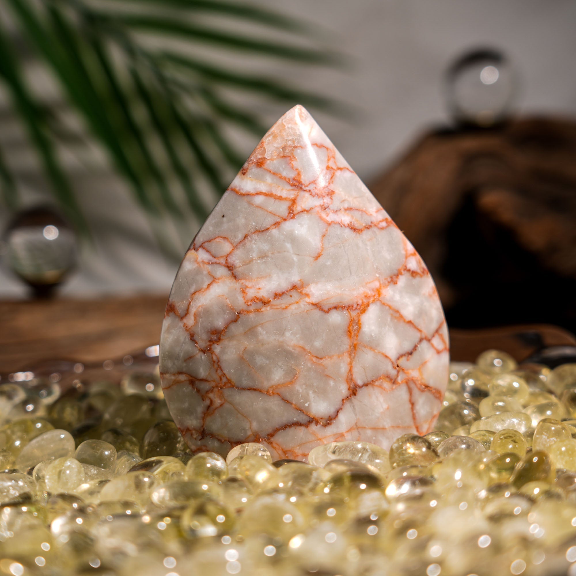 Red Network Stone Flame Freeform - helmsman - crystal