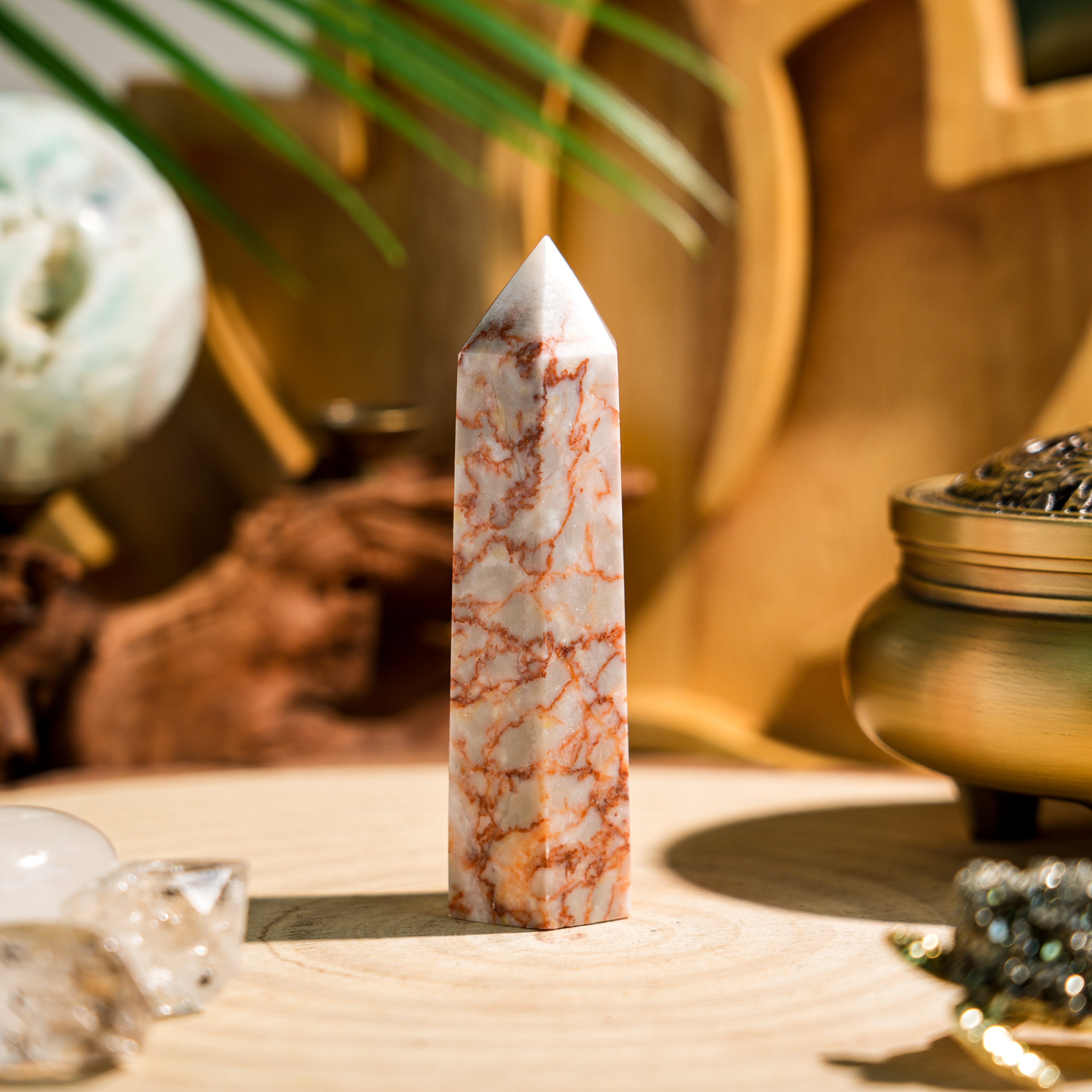 Red Network Stone Point-Helmsman Crystal
