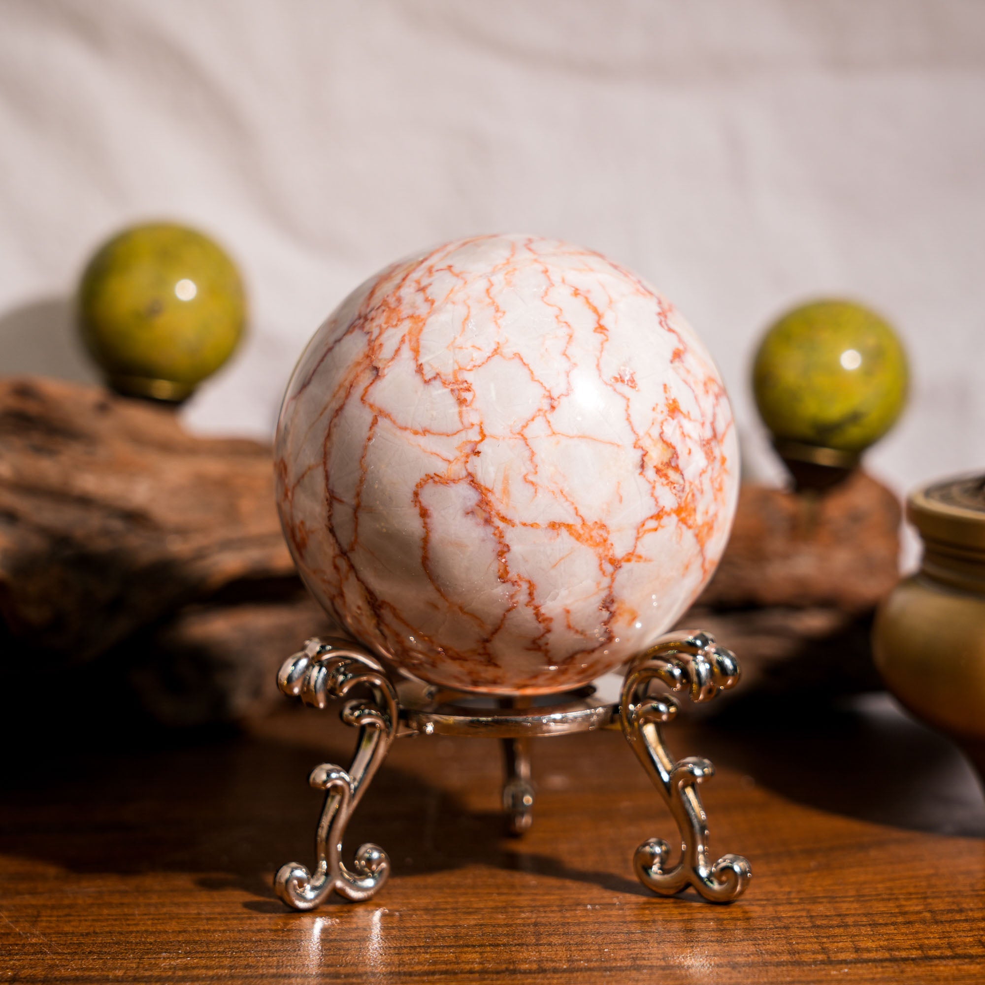 Red Network Stone Sphere - helmsman - crystal