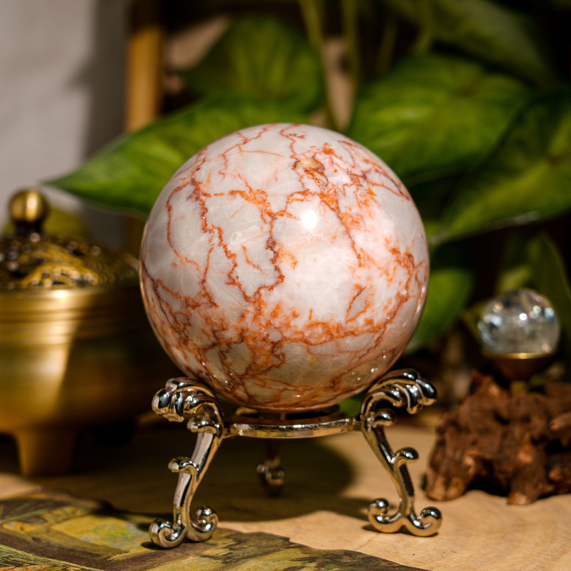Red Network Stone Sphere - helmsman - crystal