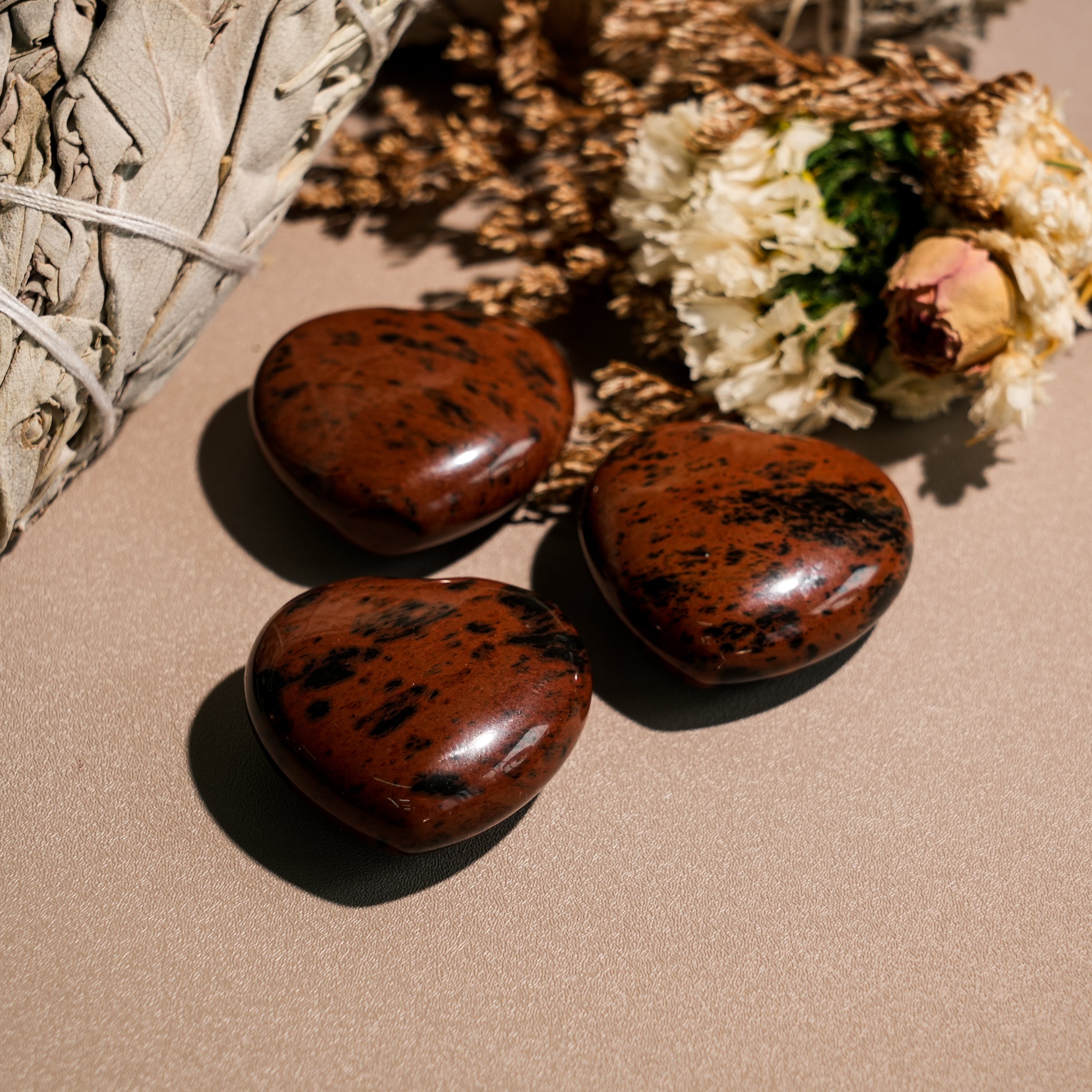 Red Obsidian Mini Heart Set-Helmsman Crystal